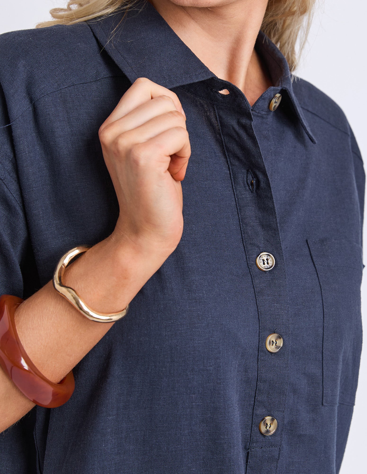 Elle Shirt Dress Classic Navy - Image 9