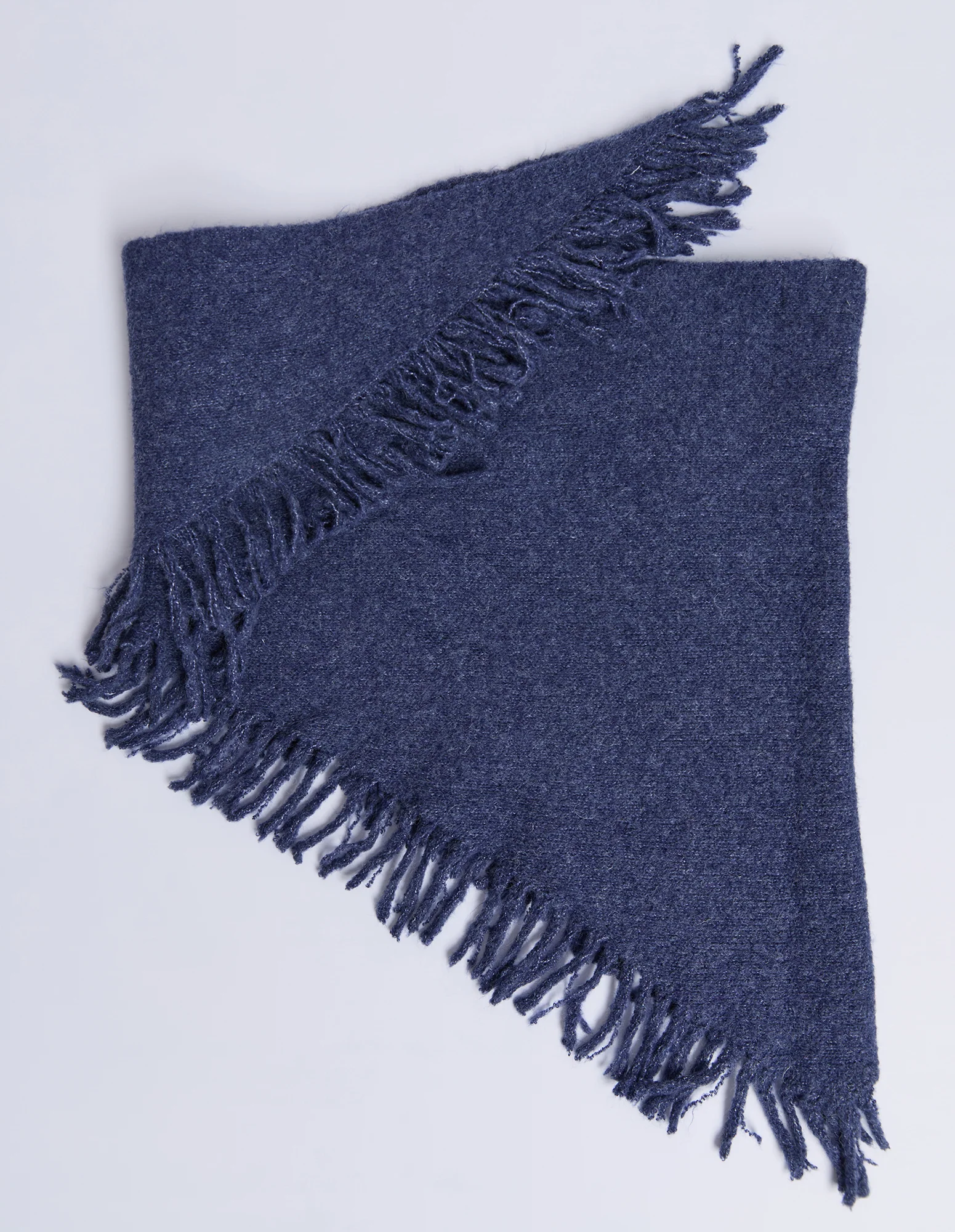 Elm Fringed Triangle Scarf Navy - Image 3