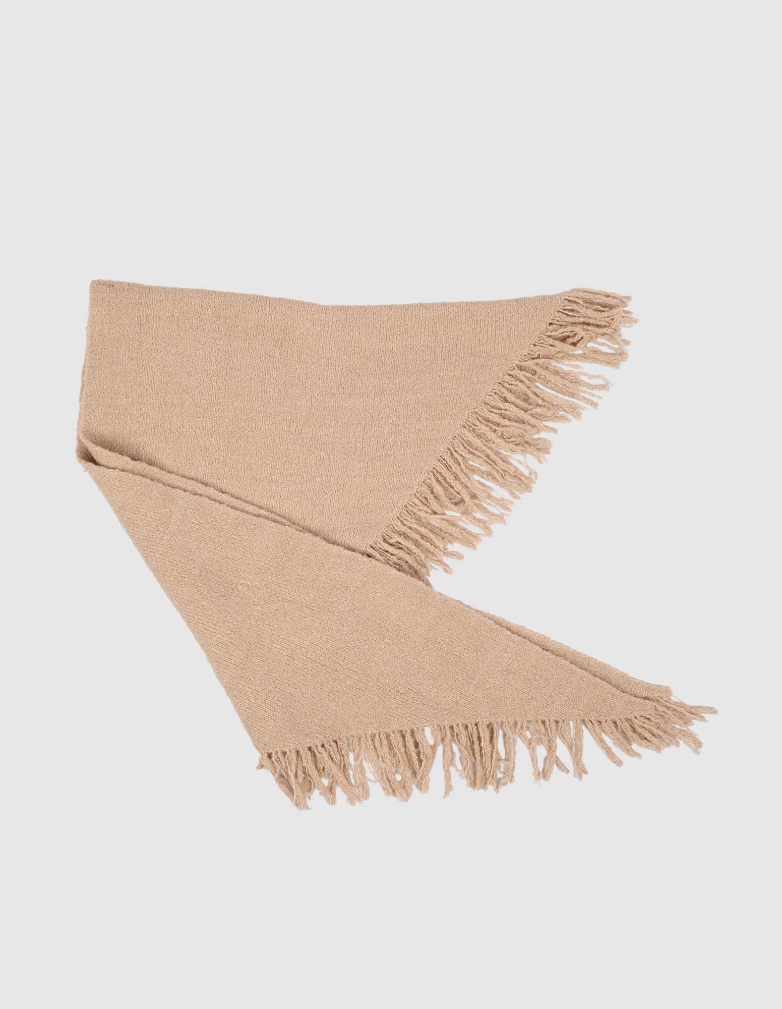 Elm Fringed Triangle Scarf Oatmeal - Image 2