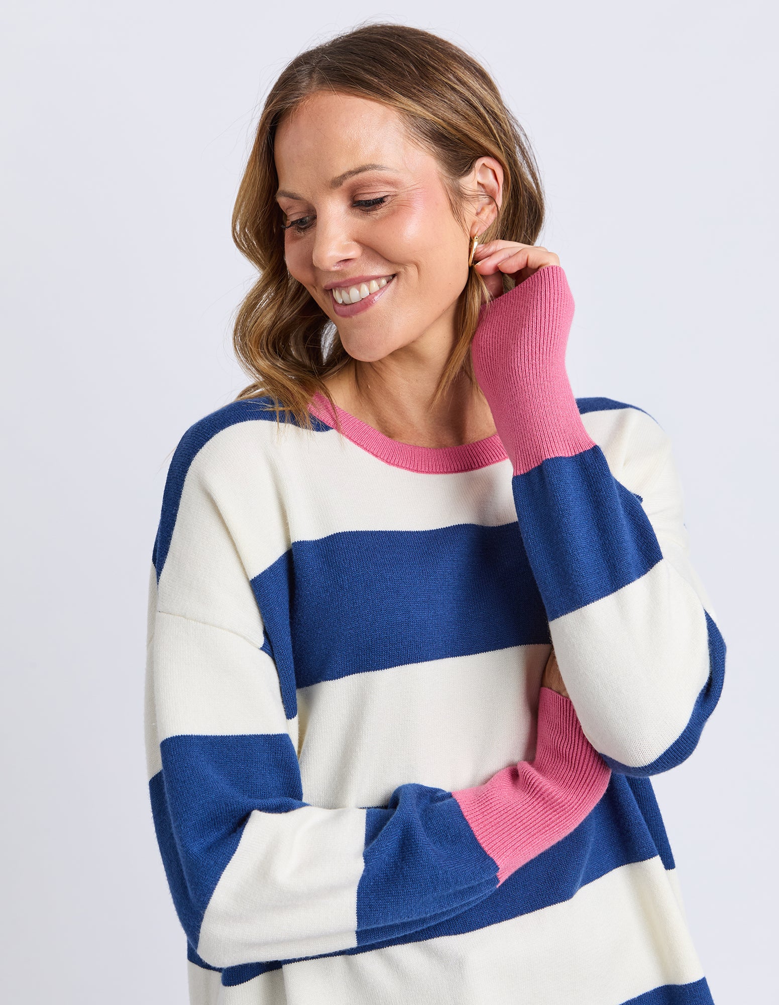 Elvie Block Knit Classic Navy Stripe - Image 5