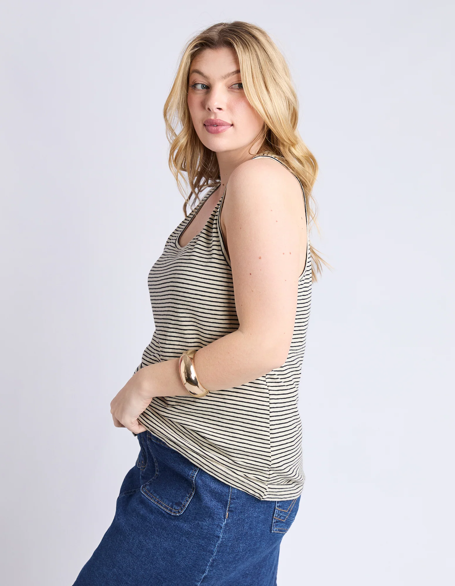 Evie Tank Stripe Black & Natural - Image 10