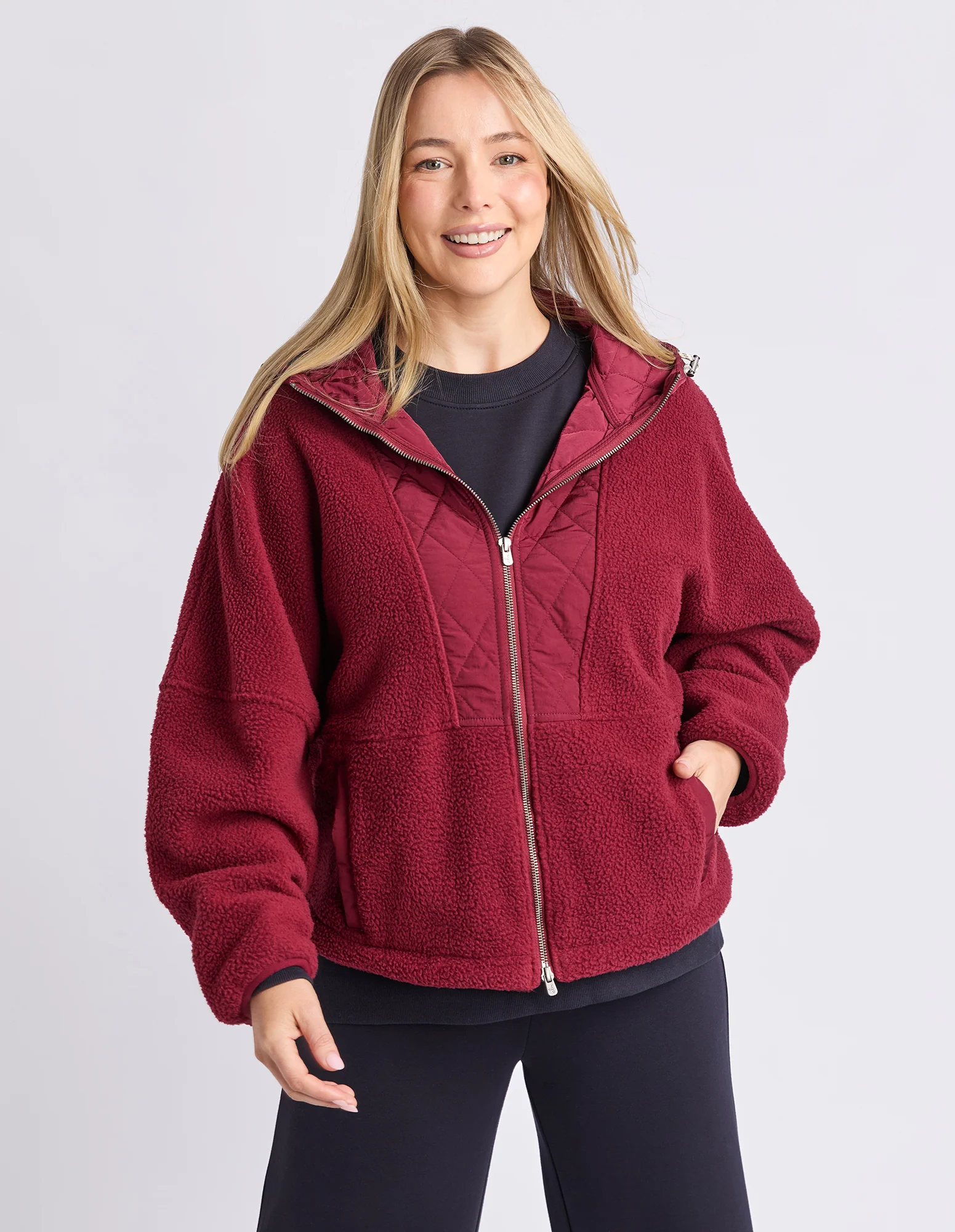 Freedom Quilted Fleece Jacket Zinfandel - Image 3