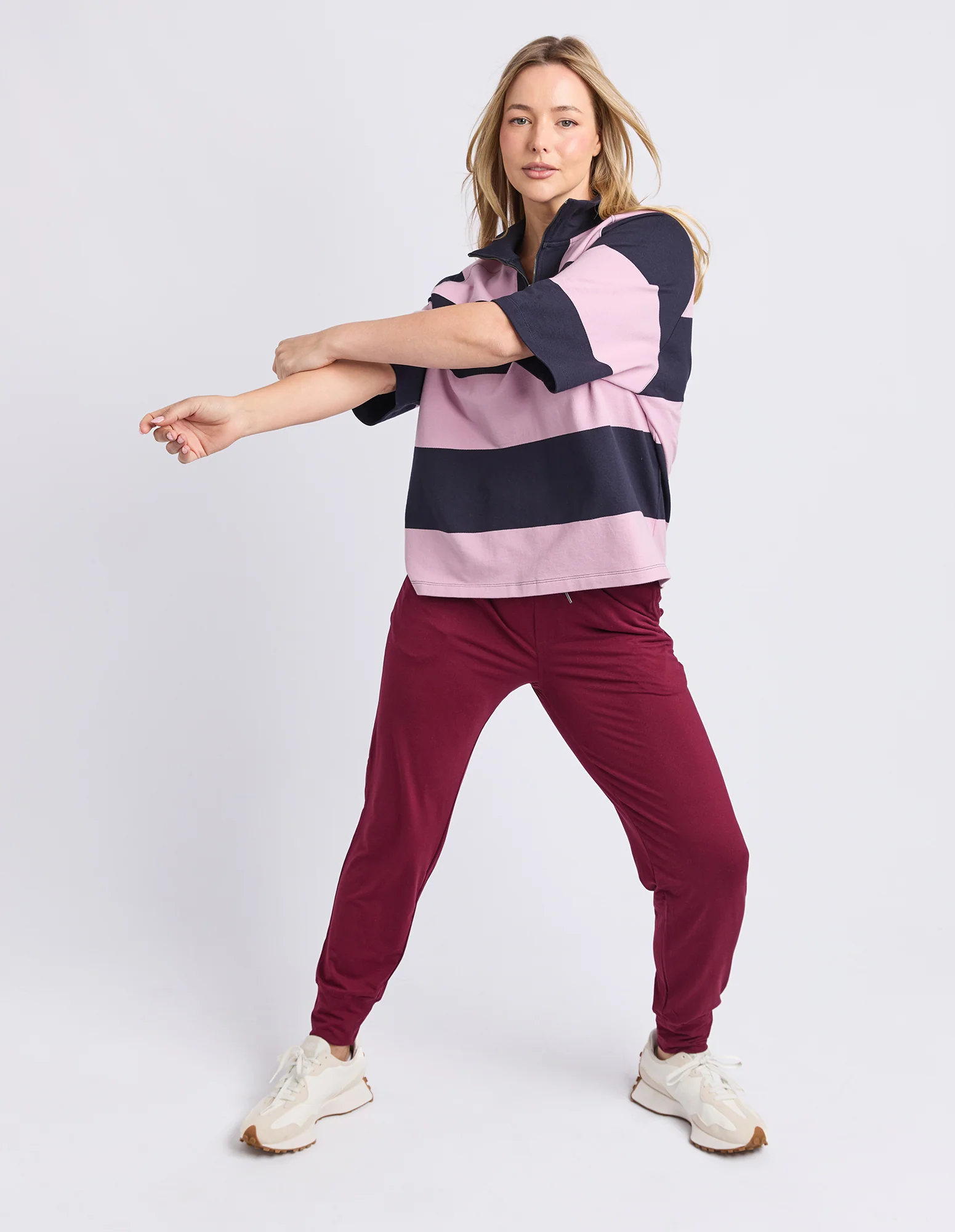 Freedom Rugby Sweat Pink & Navy Stripe - Image 4