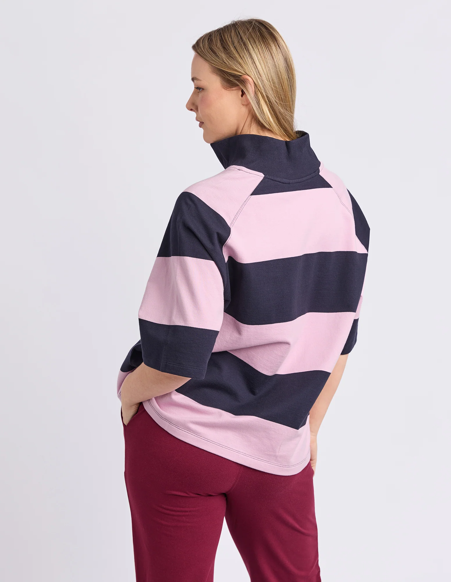 Freedom Rugby Sweat Pink & Navy Stripe - Image 5