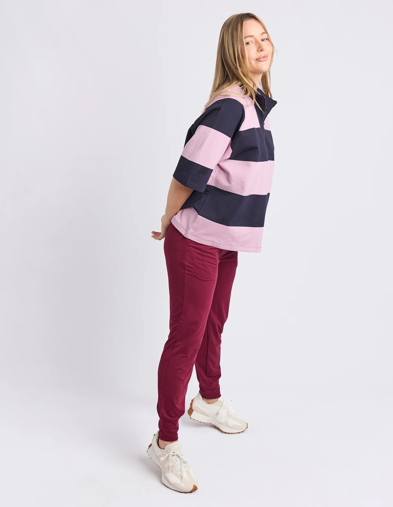 Freedom Rugby Sweat Pink & Navy Stripe - Image 8