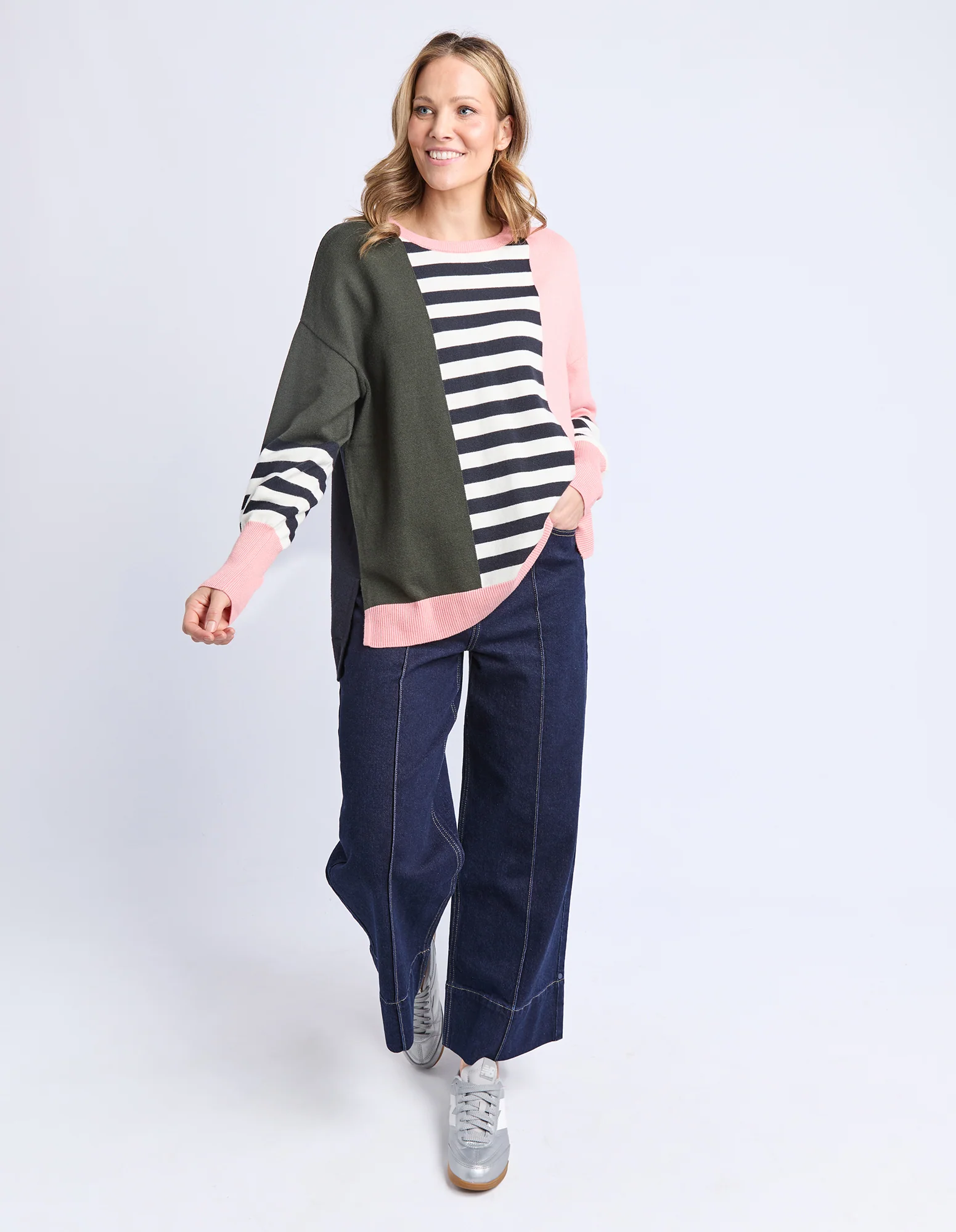 Freja Knit Navy Block Stripe - Image 2