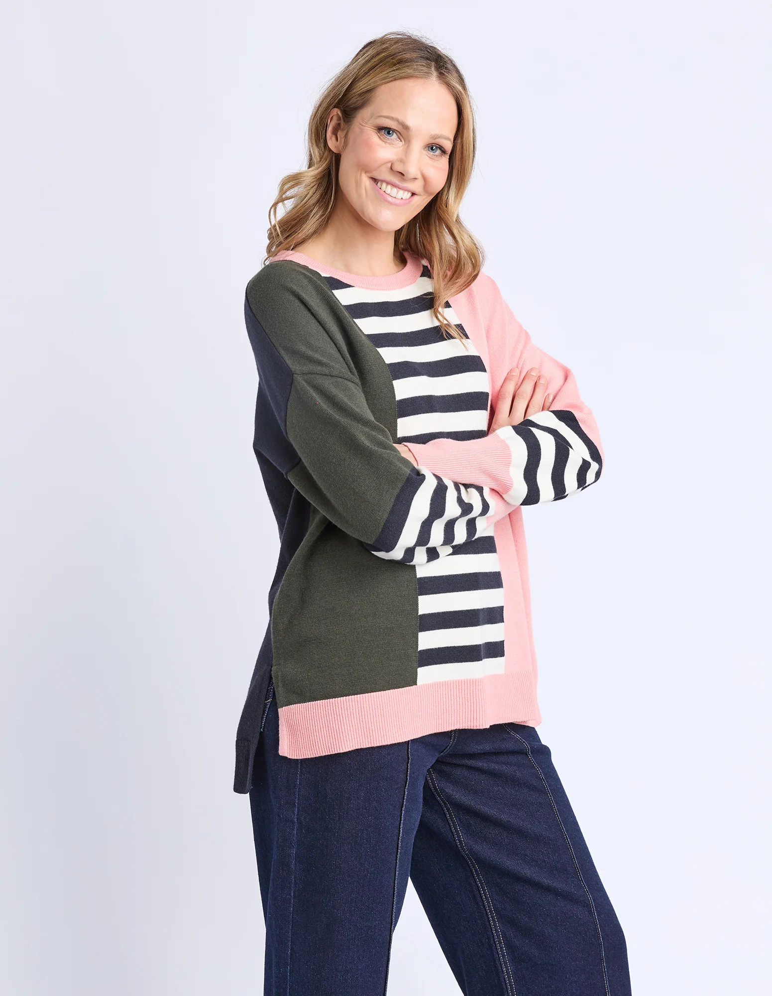 Freja Knit Navy Block Stripe - Image 4
