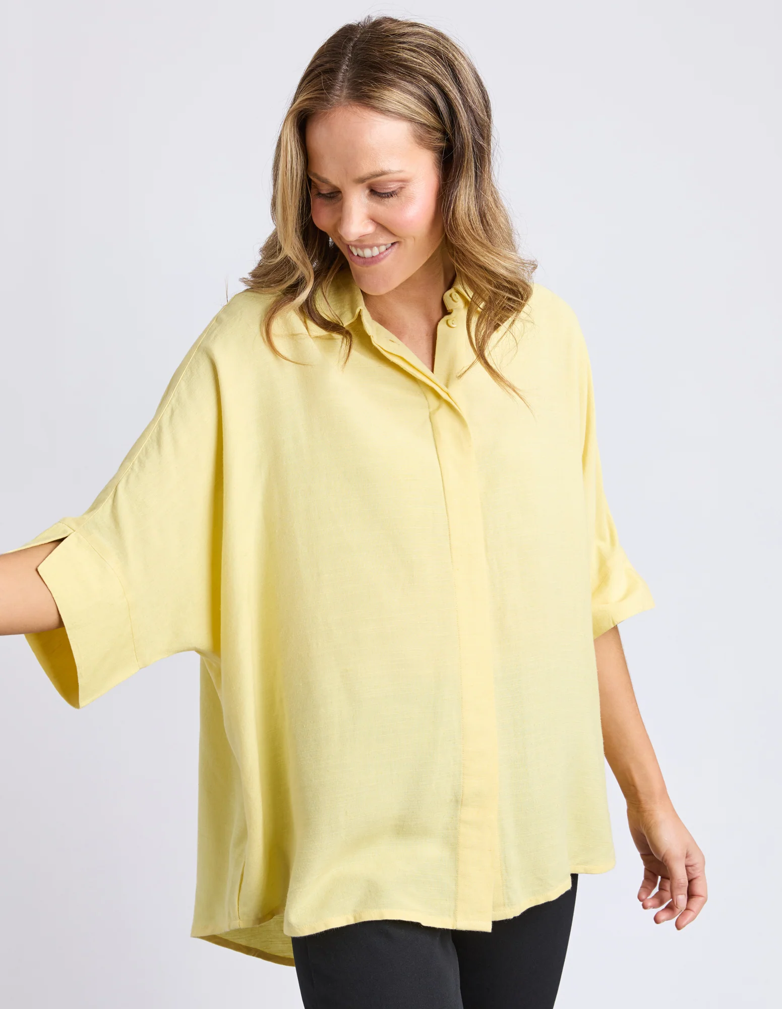 Glee Short Sleeve Shirt Pale Lemon - Image 10