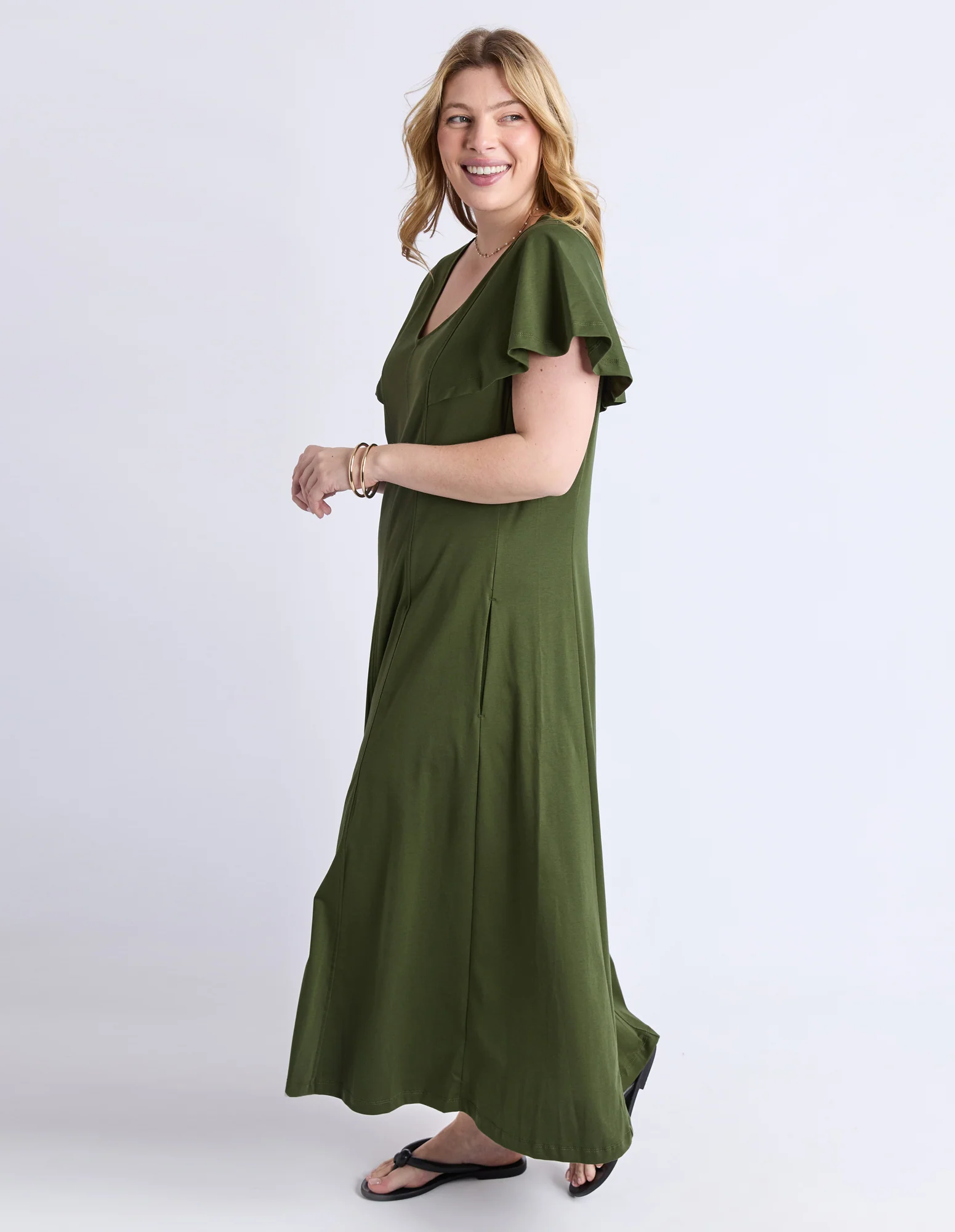 Grace Jersey Dress Khaki - Image 12