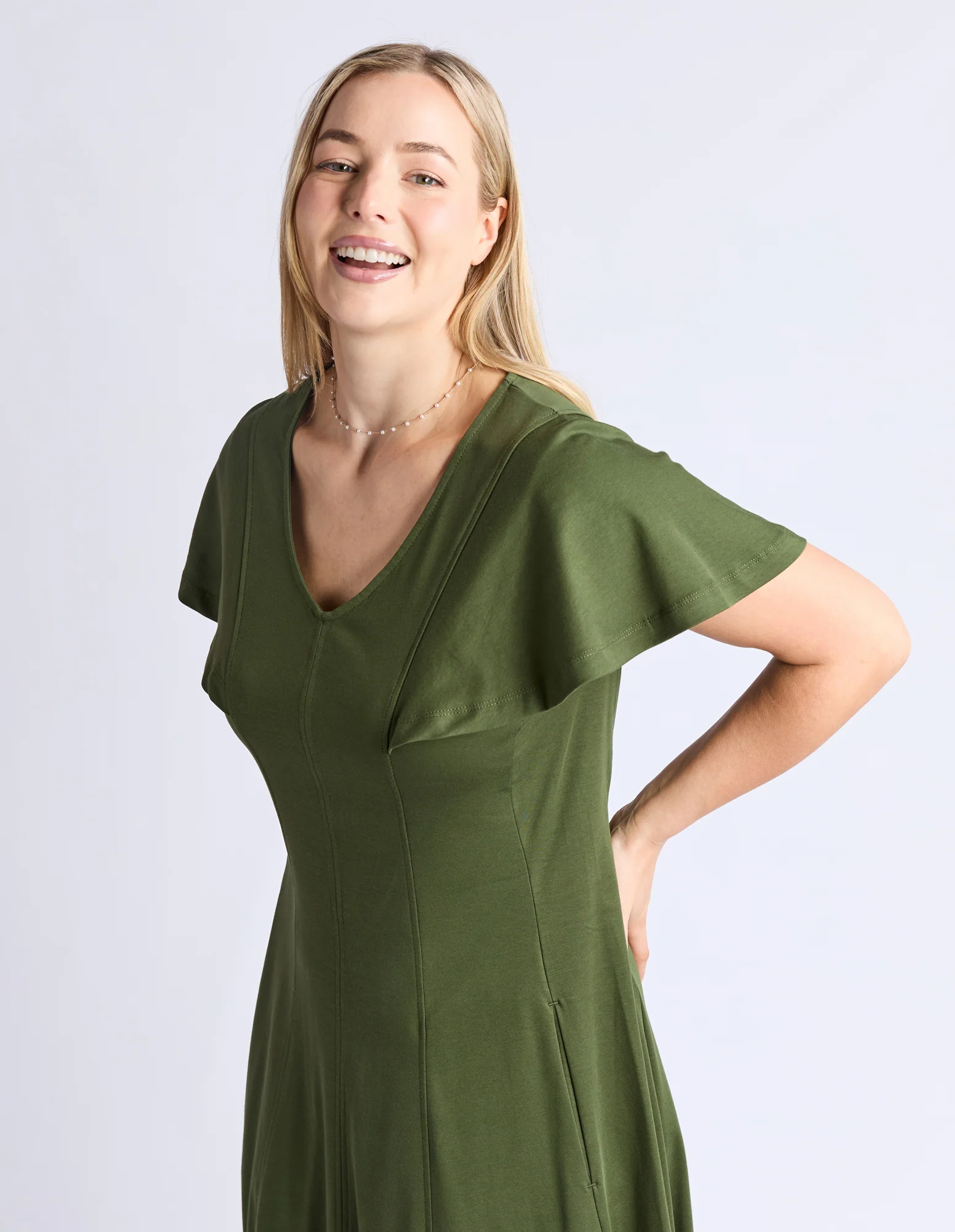 Grace Jersey Dress Khaki - Image 4