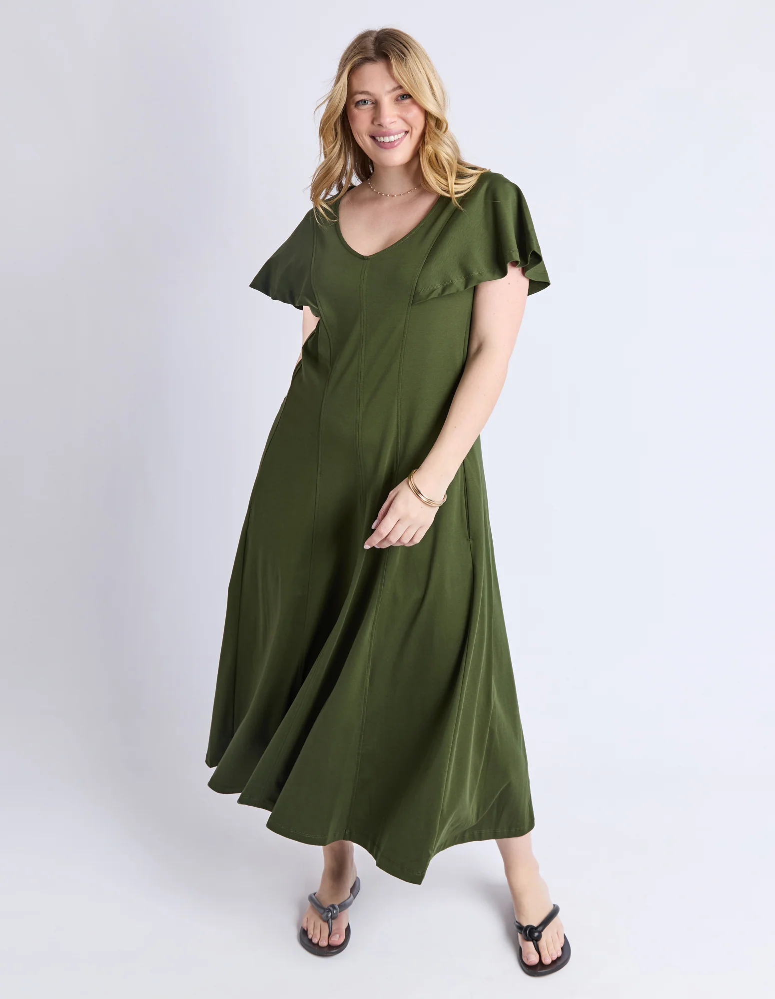 Grace Jersey Dress Khaki - Image 8