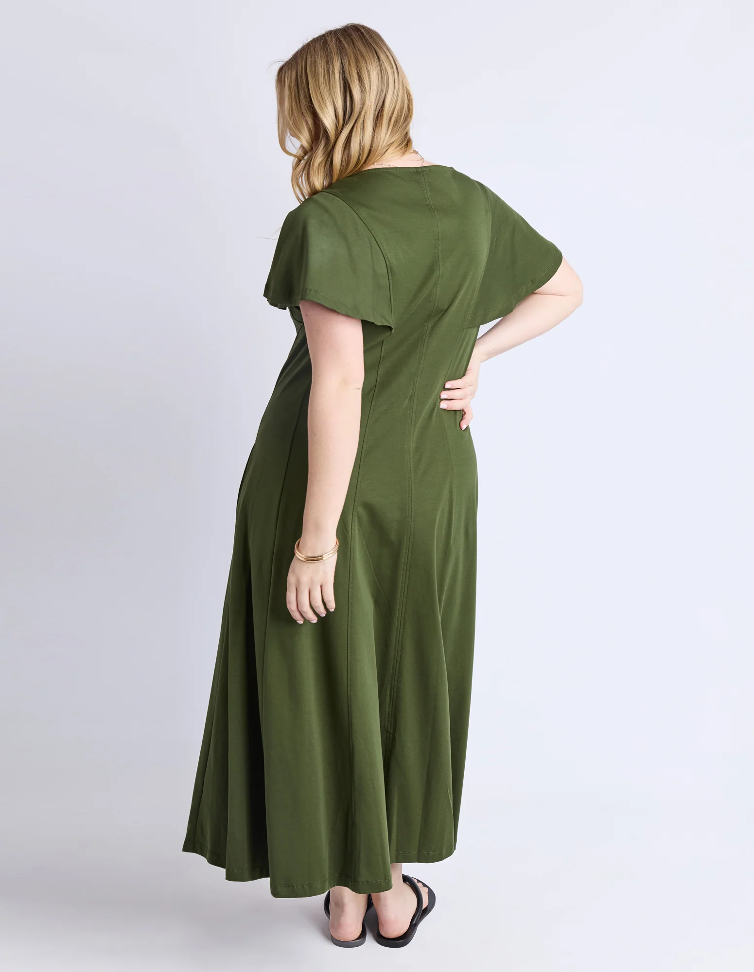 Grace Jersey Dress Khaki - Image 9