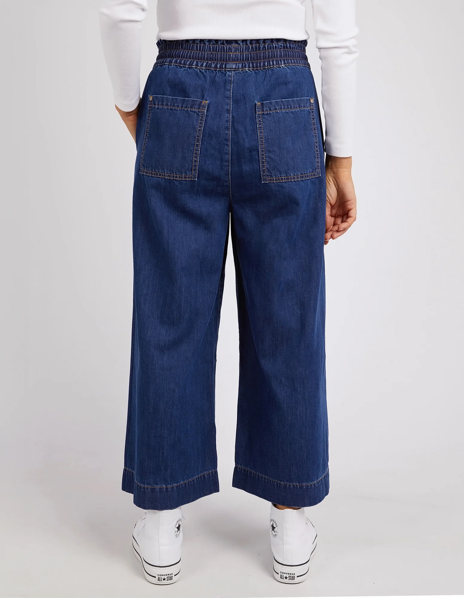 Greta Wide Leg Pant Dark Blue Wash - Image 14