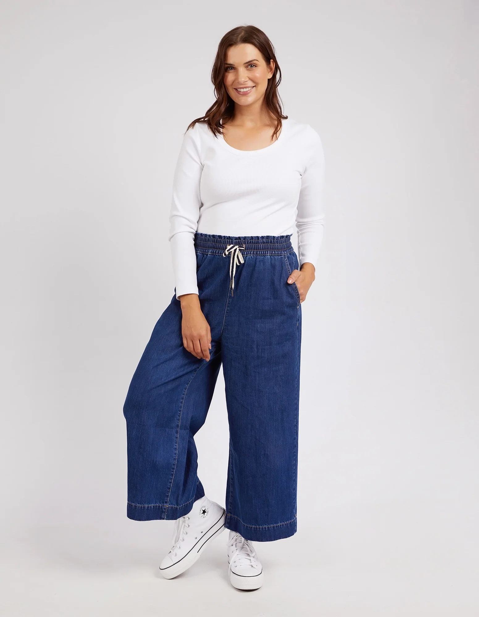 Greta Wide Leg Pant Dark Blue Wash - Image 4