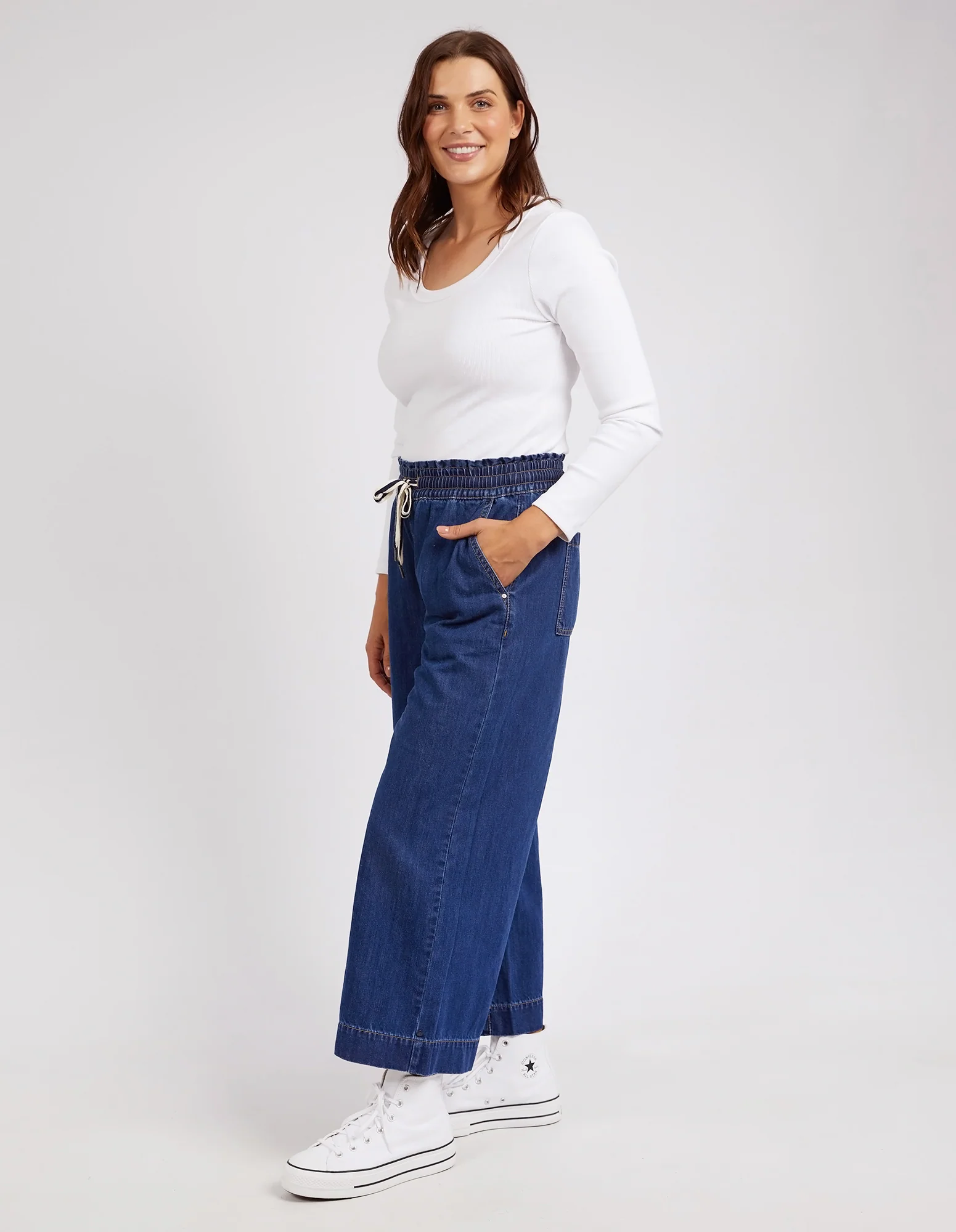 Greta Wide Leg Pant Dark Blue Wash - Image 6