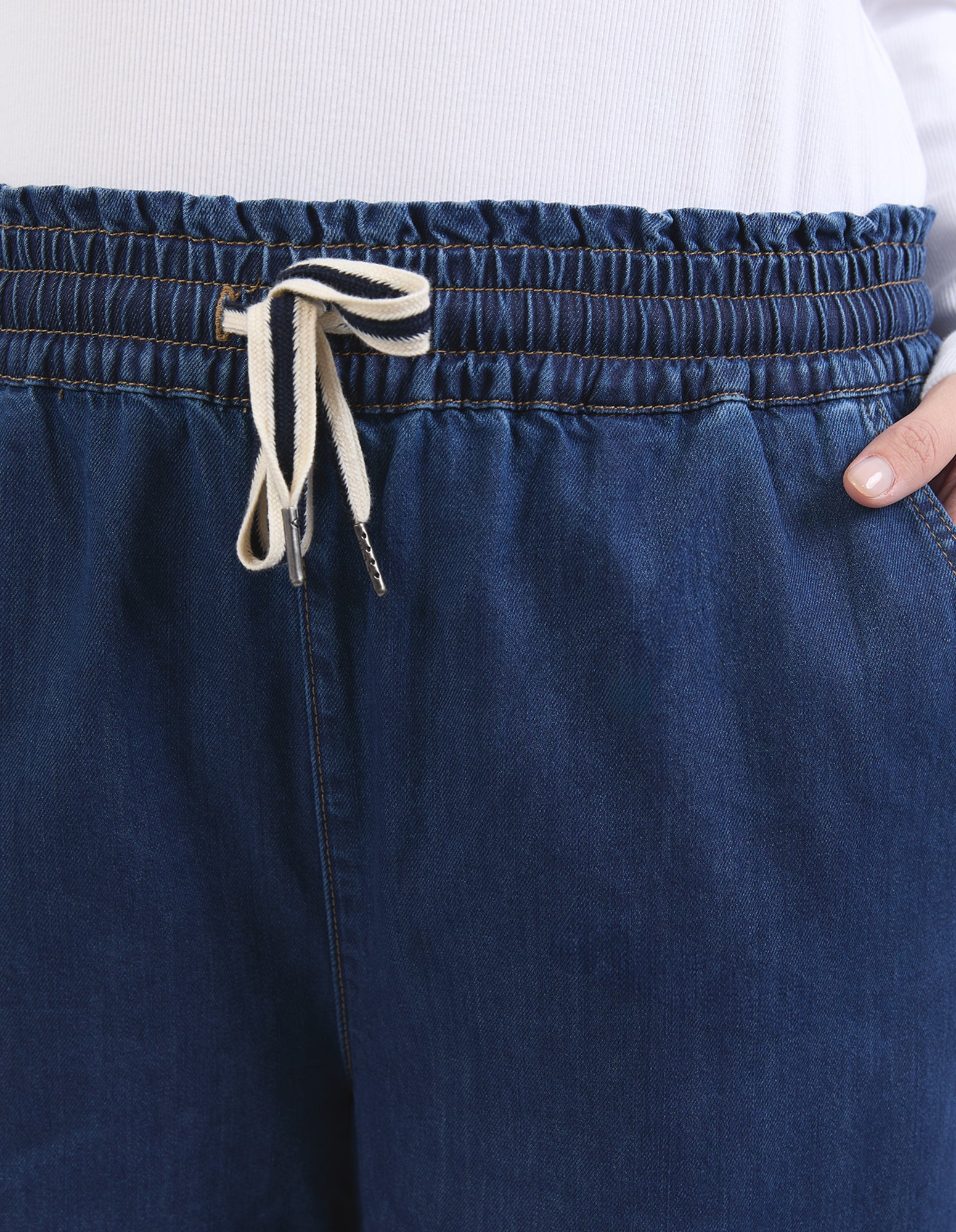 Greta Wide Leg Pant Dark Blue Wash - Image 9