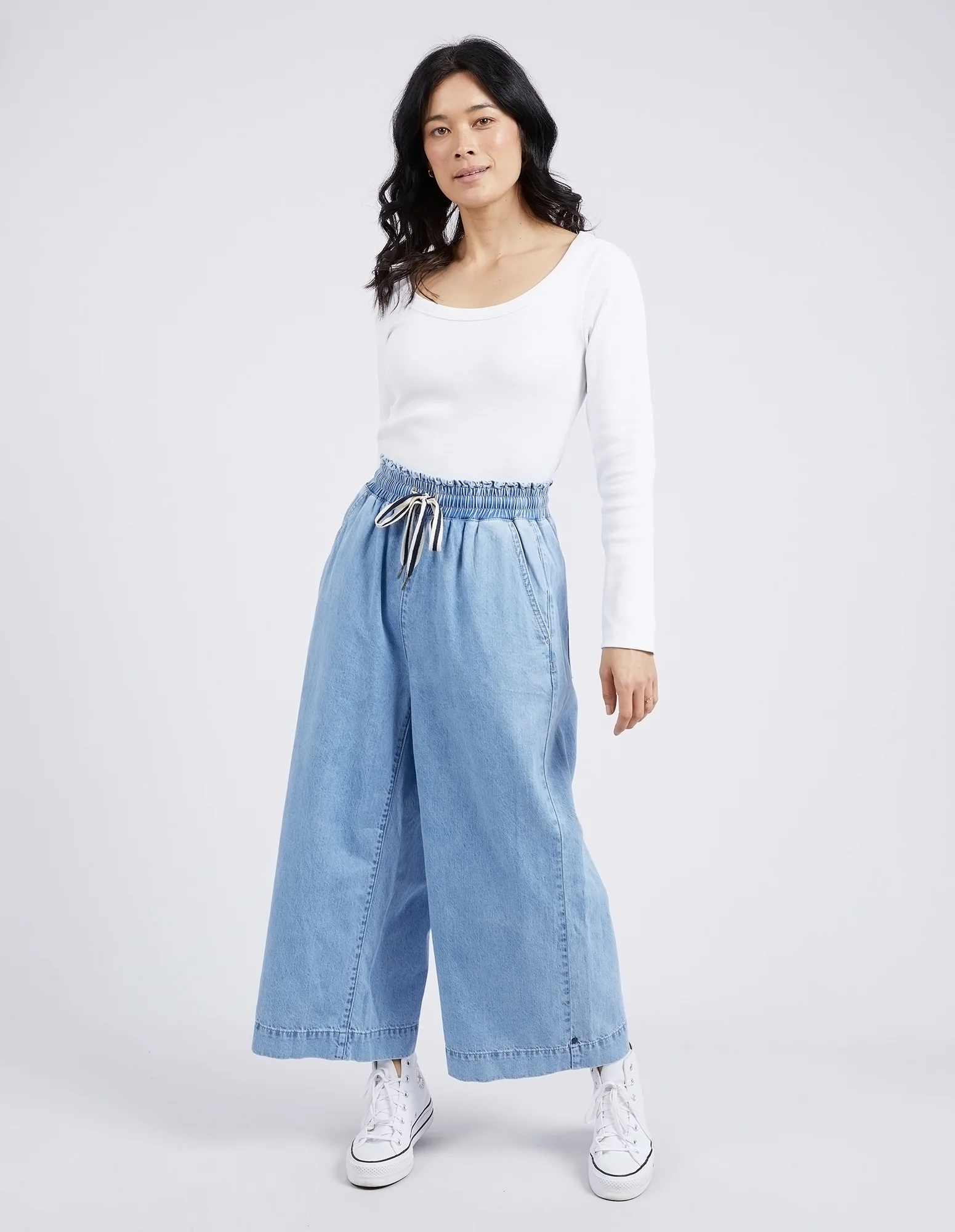 Greta Wide Leg Pant Mid Blue Denim - Image 2