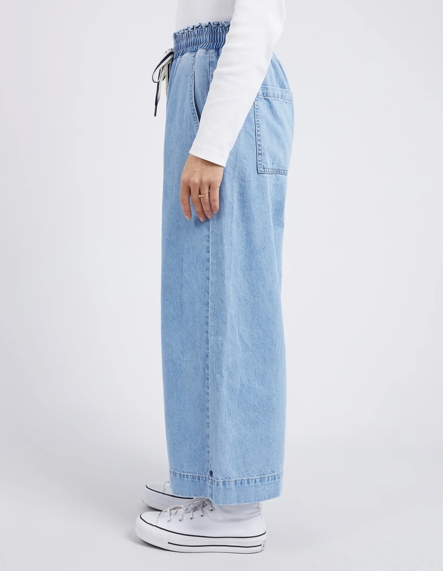 Greta Wide Leg Pant Mid Blue Denim - Image 6