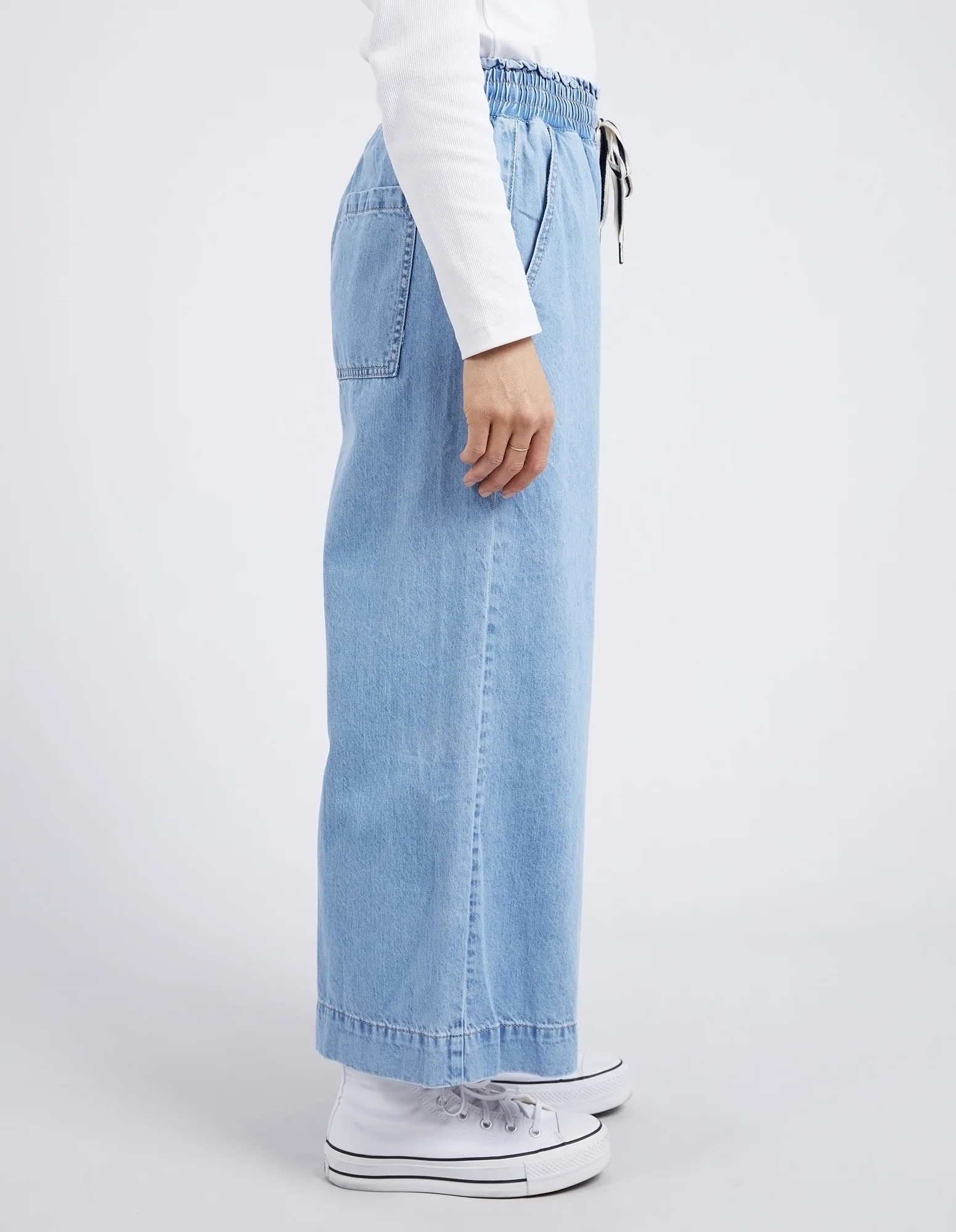 Greta Wide Leg Pant Mid Blue Denim - Image 7