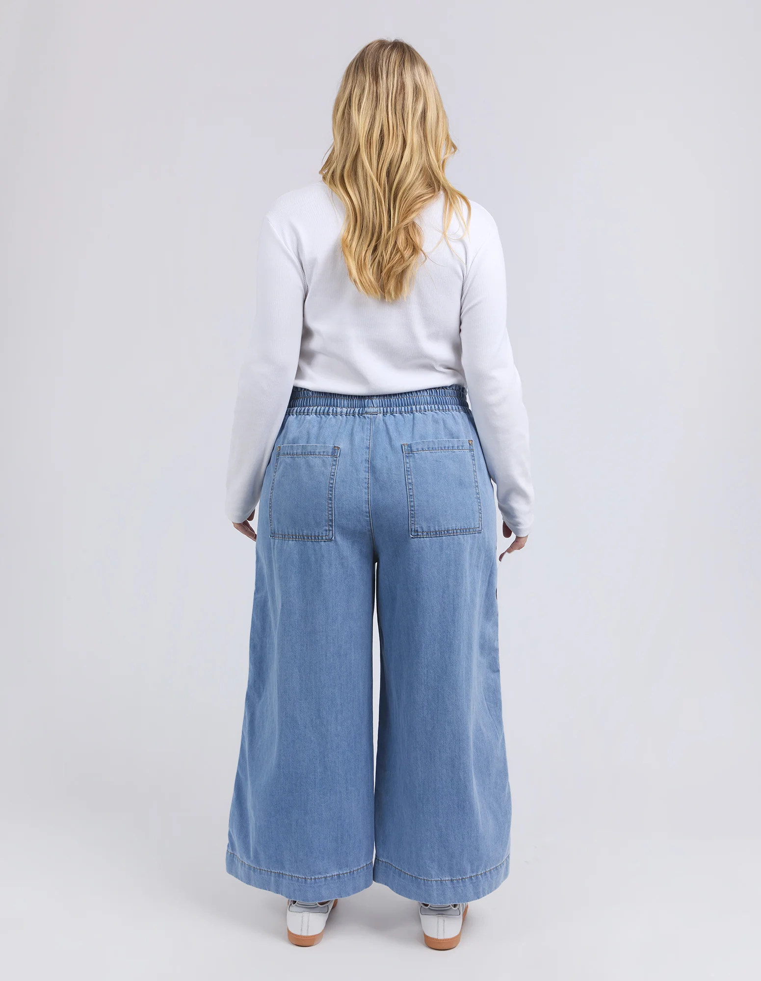 Greta Wide Leg Pant Side Tape Light Blue - Image 13