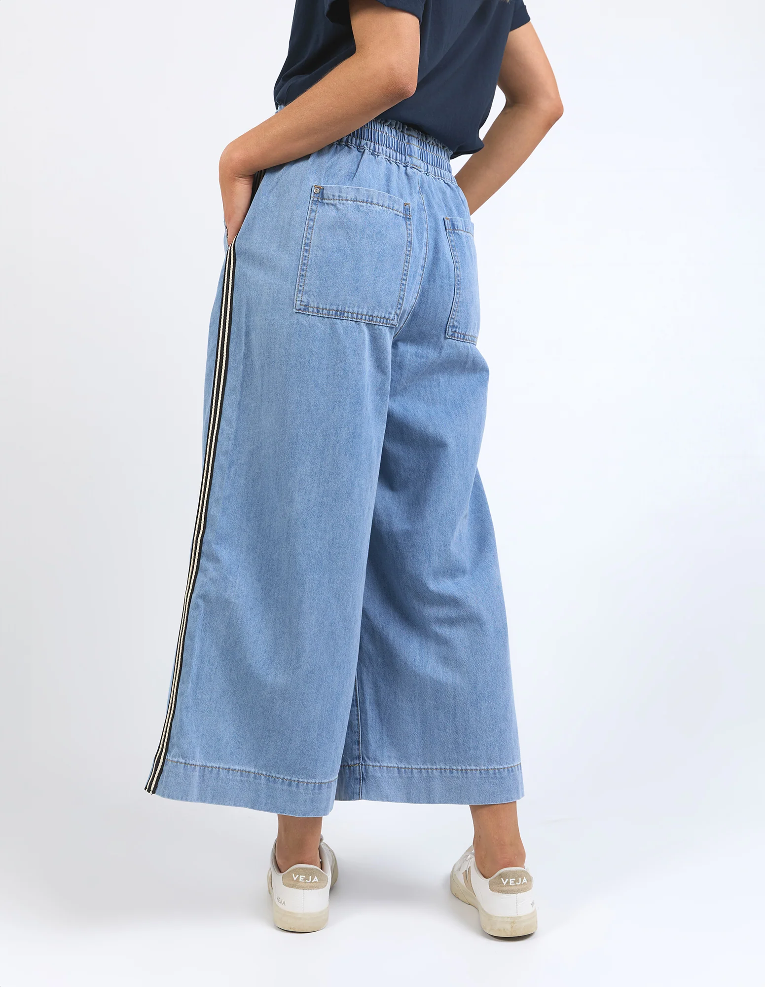 Greta Wide Leg Pant Side Tape Light Blue - Image 14