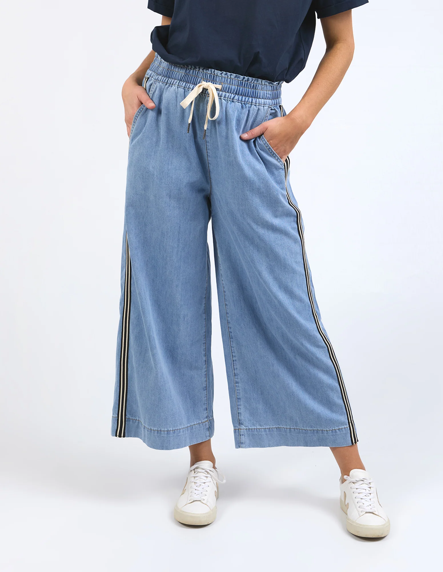 Greta Wide Leg Pant Side Tape Light Blue - Image 17