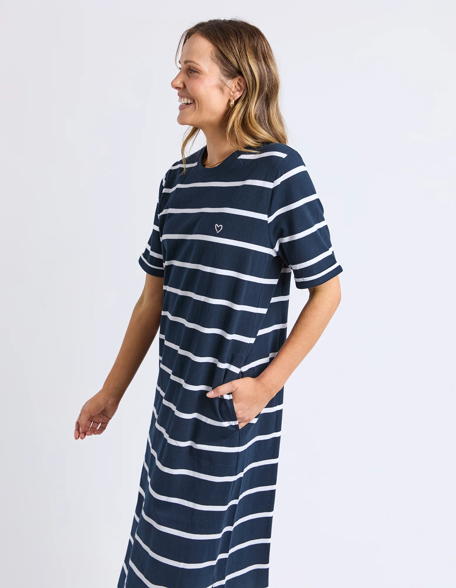Halli Dress Navy & White Stripe - Image 4