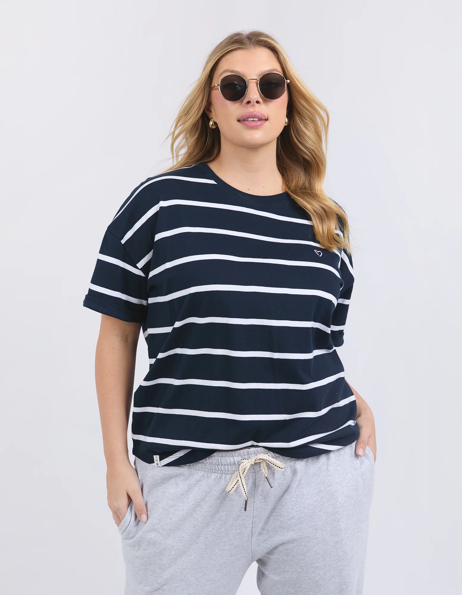 Halli Short Sleeve Tee Navy & White Stripe - Image 7