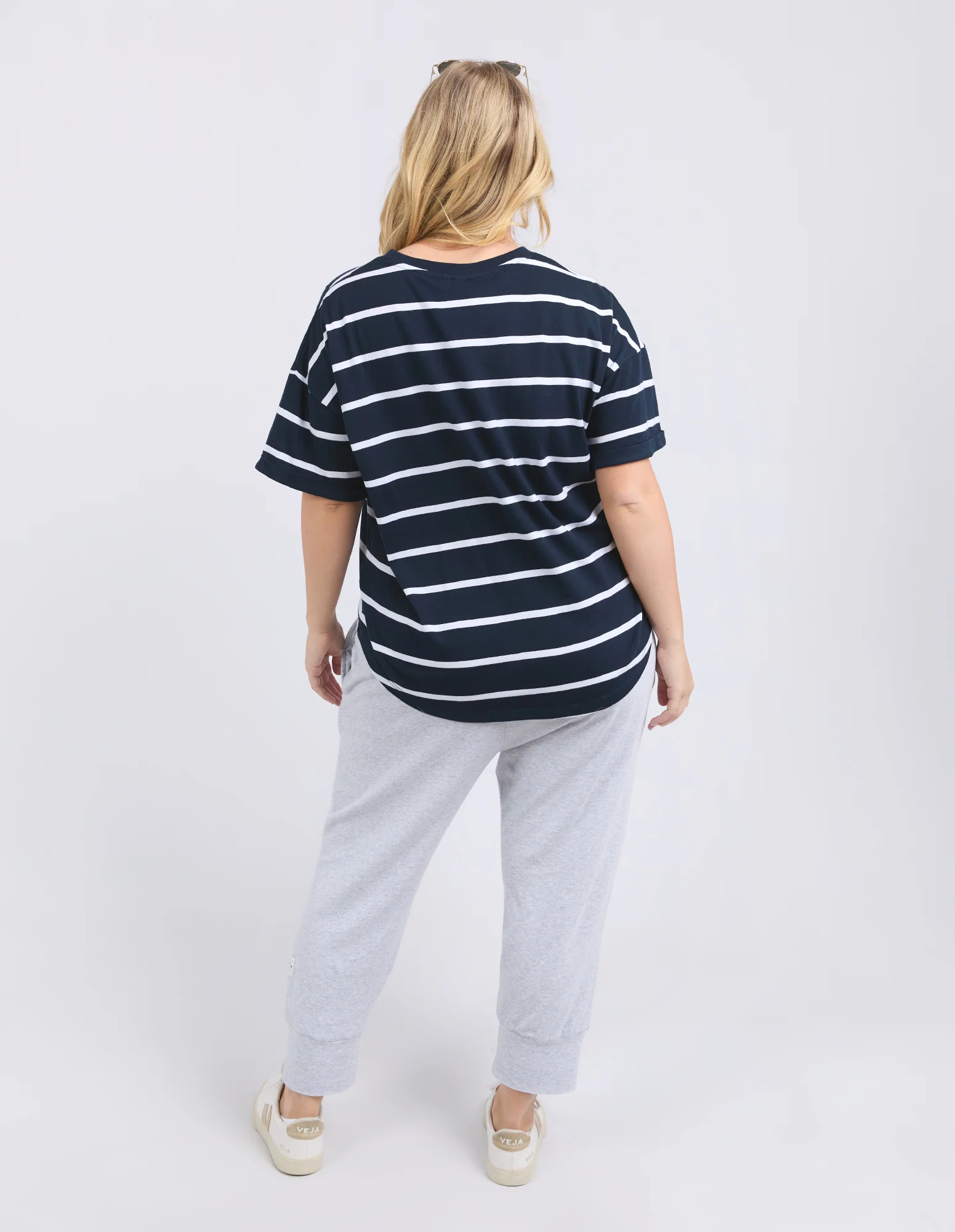 Halli Short Sleeve Tee Navy & White Stripe - Image 8