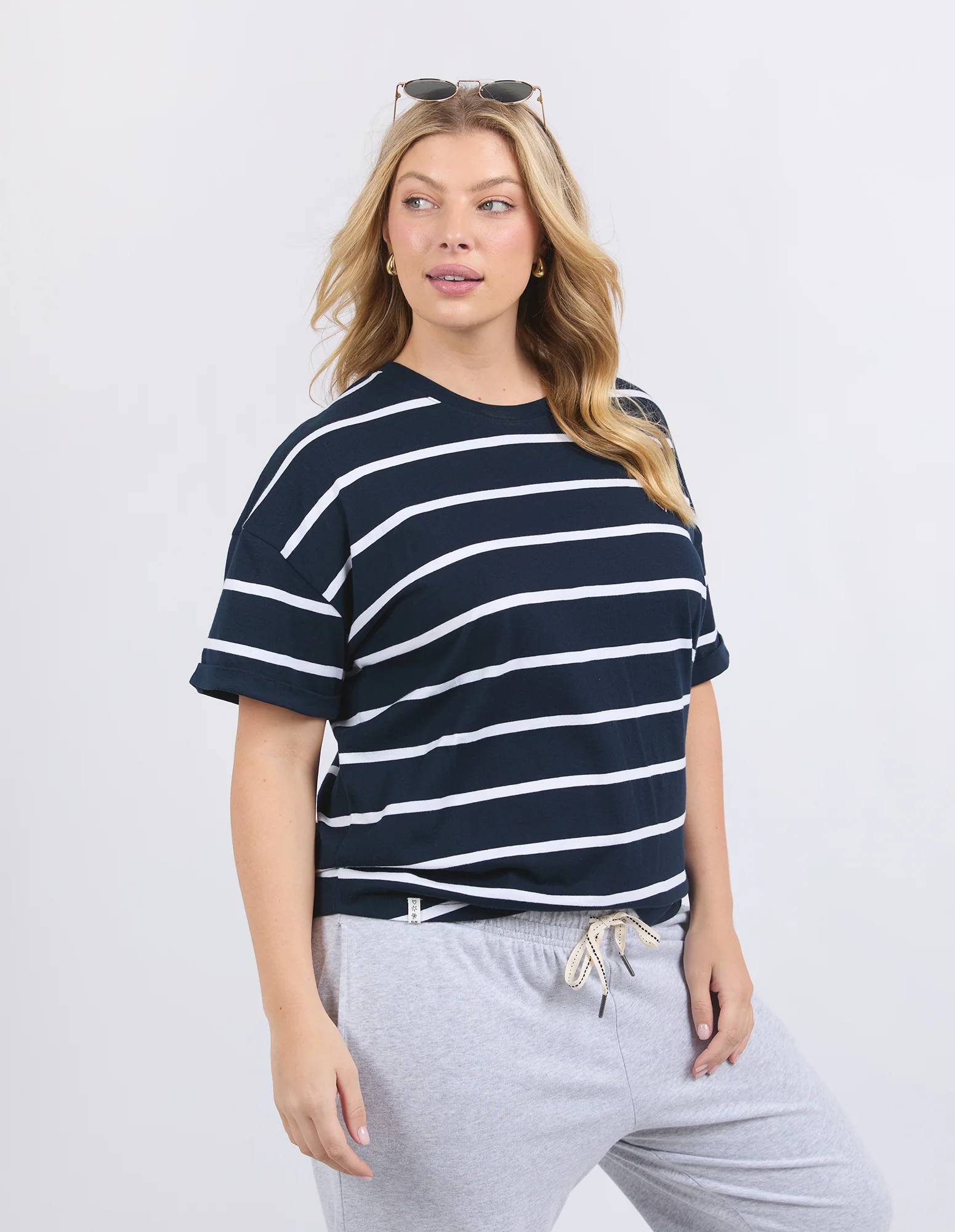 Halli Short Sleeve Tee Navy & White Stripe - Image 9