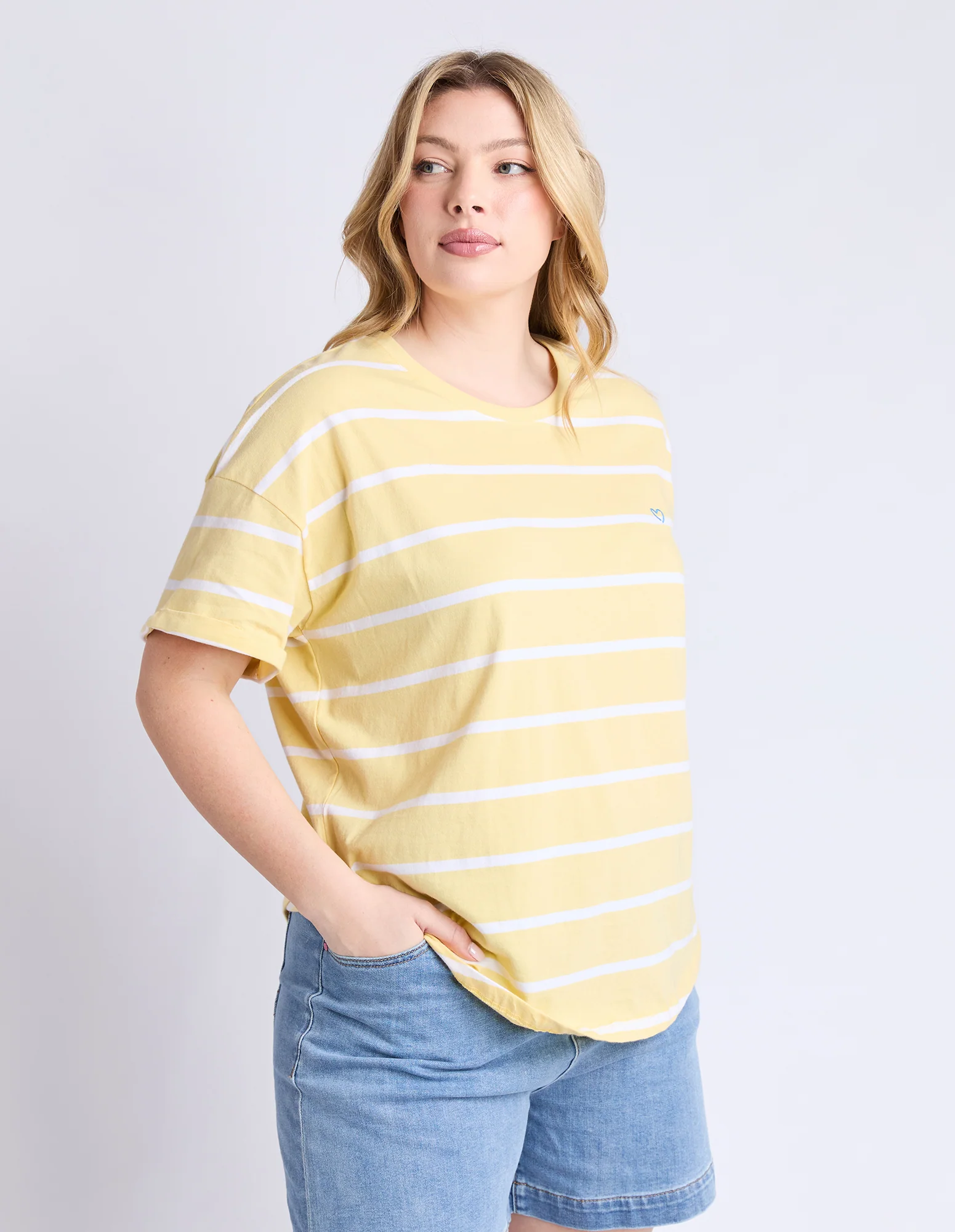 Halli Short Sleeve Tee Banana and White Stripe - Image 10
