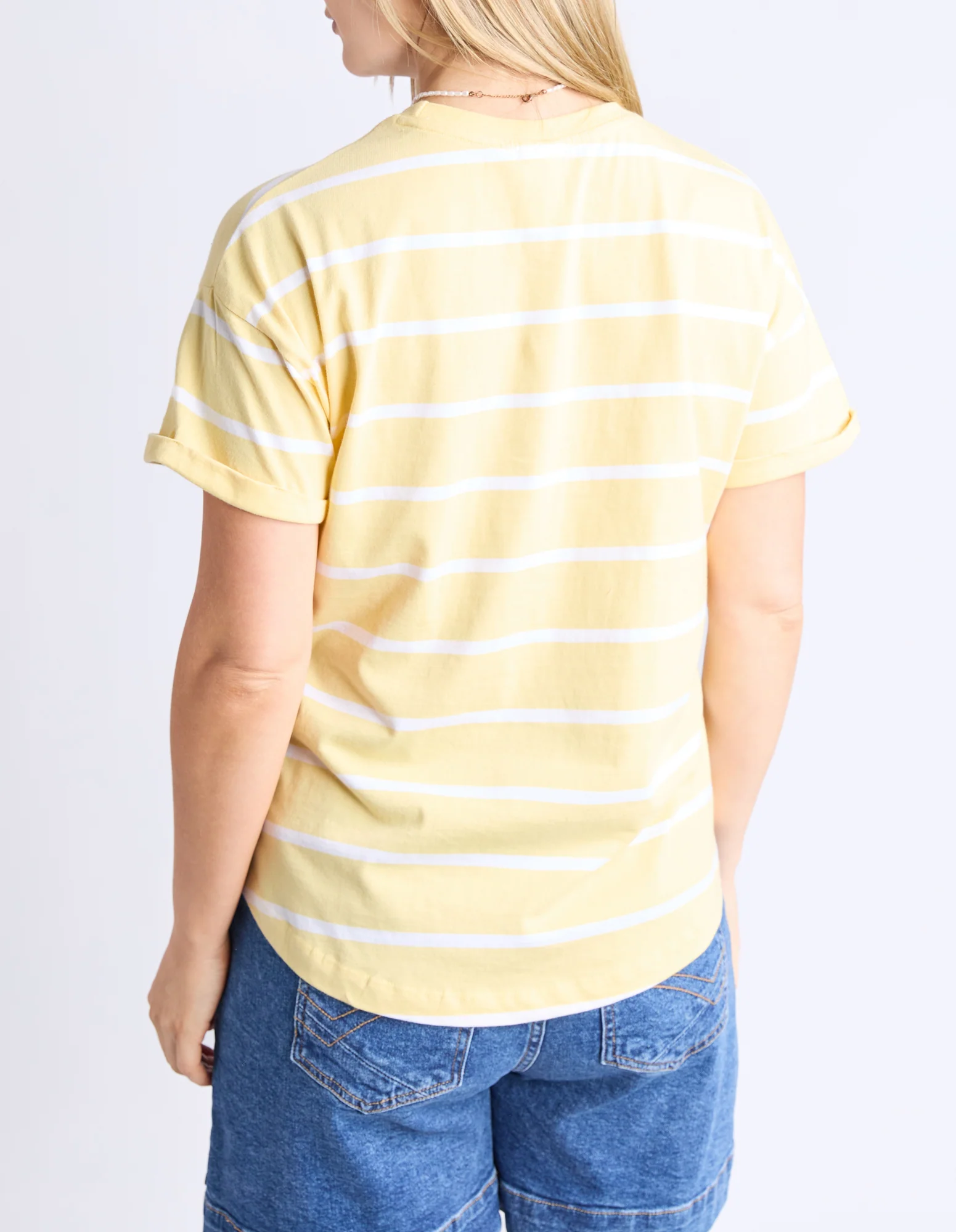 Halli Short Sleeve Tee Banana and White Stripe - Image 3