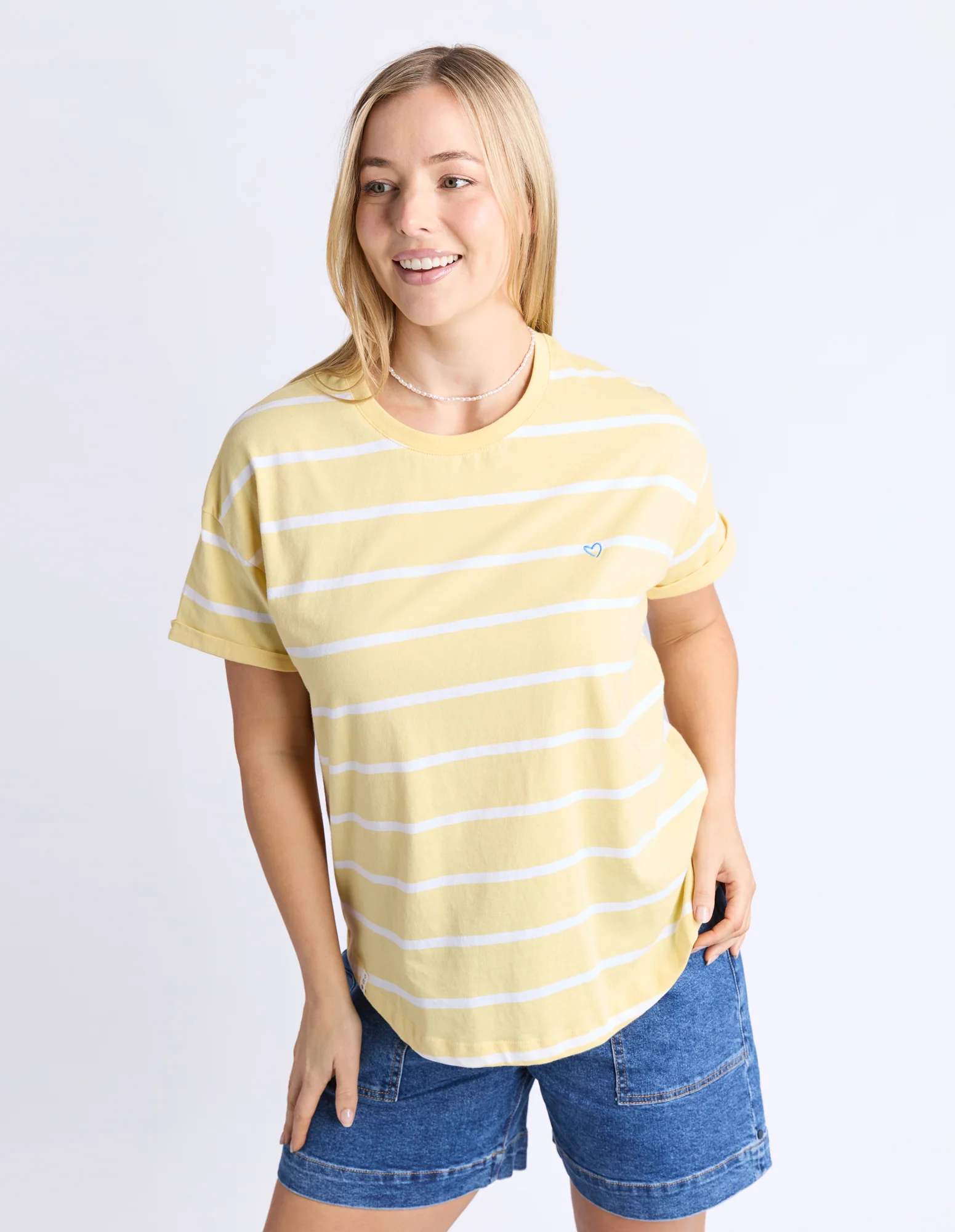 Halli Short Sleeve Tee Banana and White Stripe - Image 4