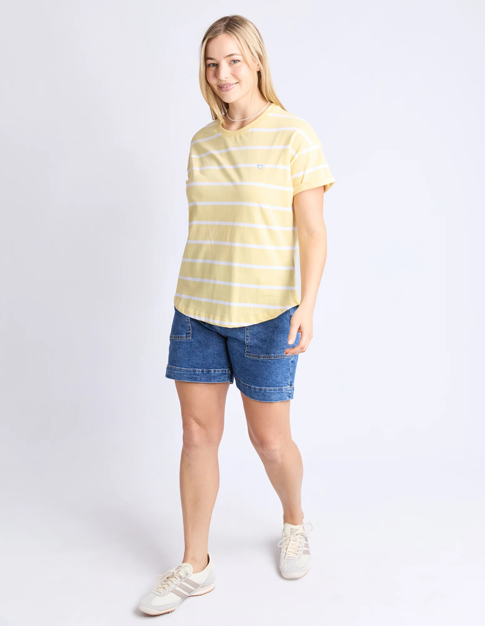 Halli Short Sleeve Tee Banana and White Stripe - Image 6