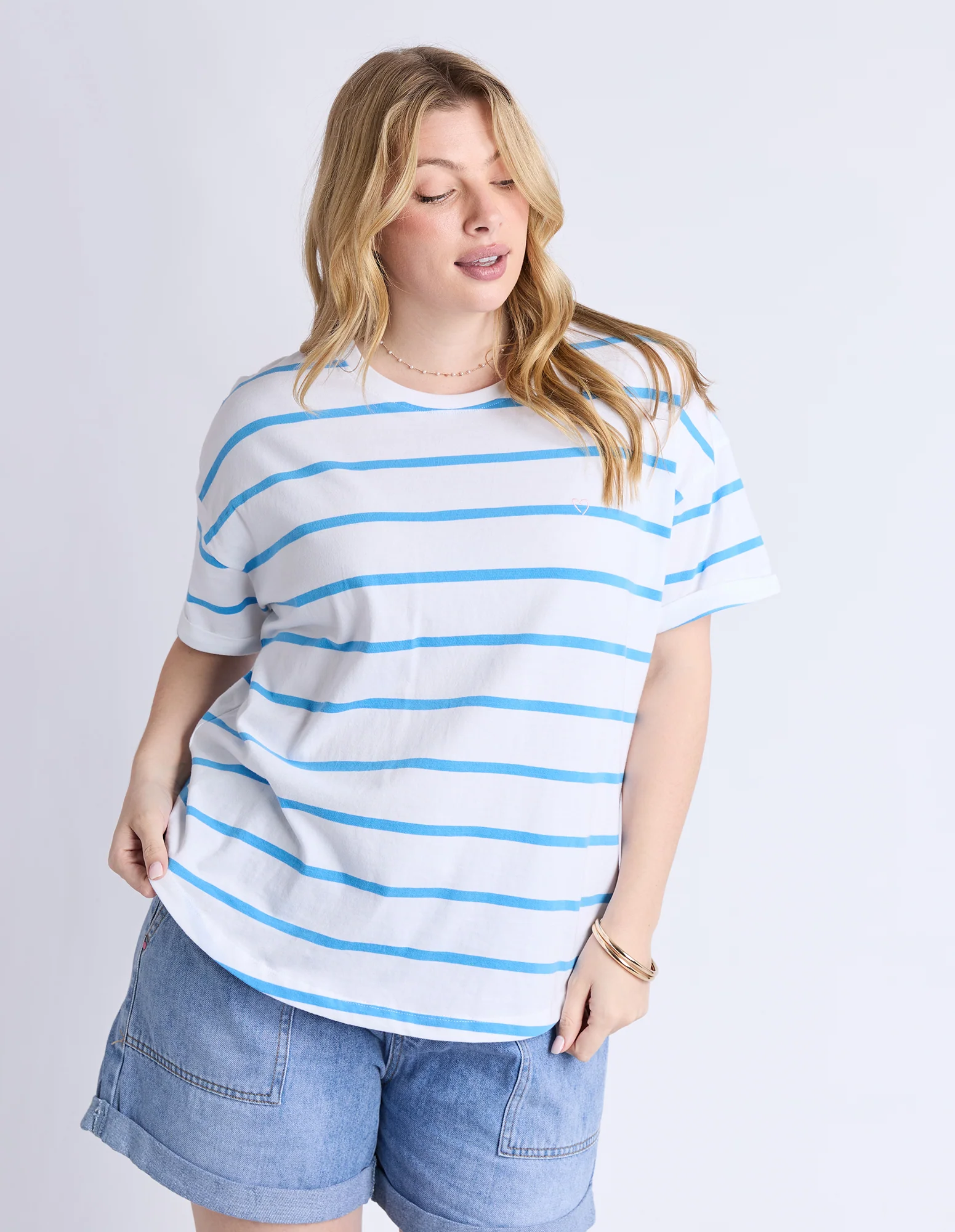 Halli Tee White/Azure Stripe - Image 10