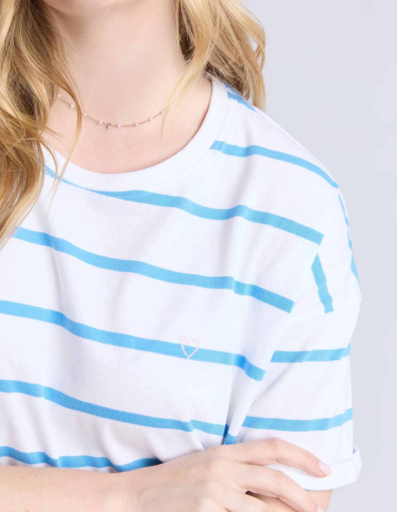 Halli Tee White/Azure Stripe - Image 11