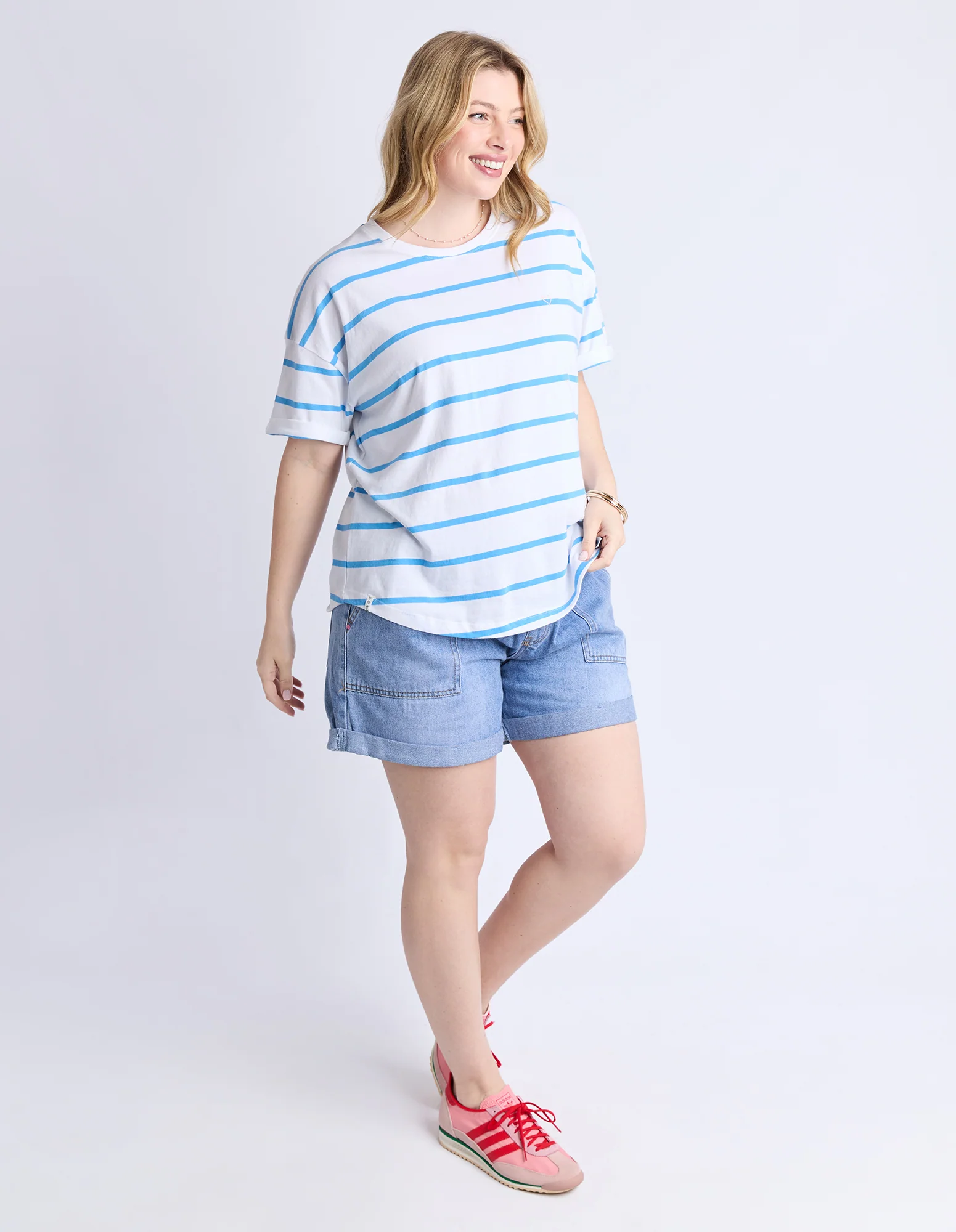 Halli Tee White/Azure Stripe - Image 12