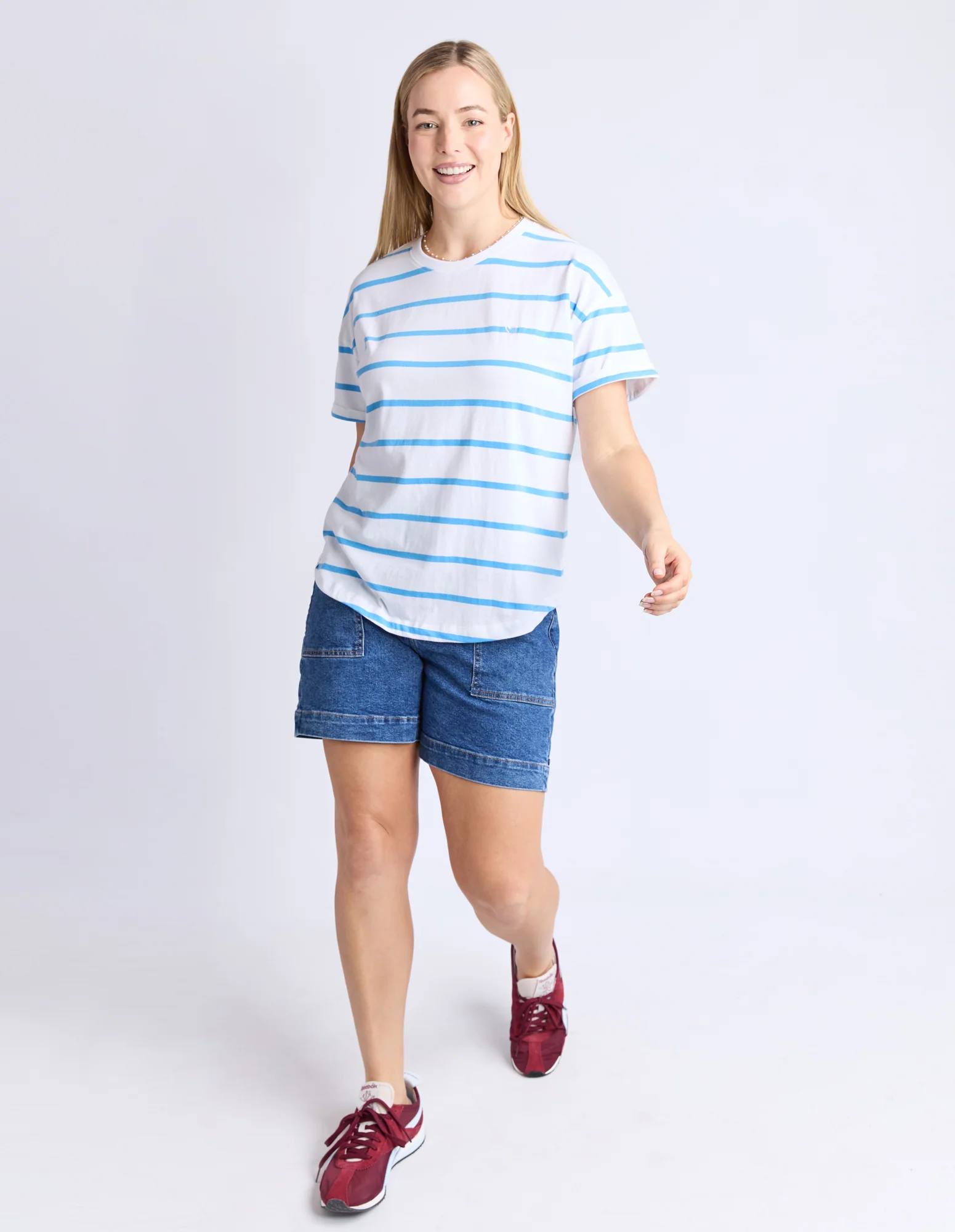 Halli Tee White/Azure Stripe - Image 2