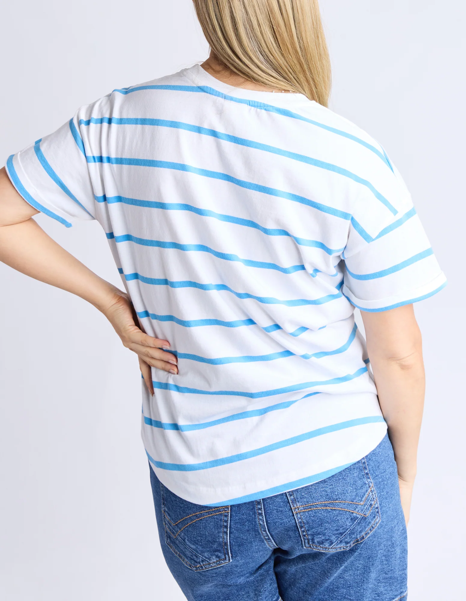 Halli Tee White/Azure Stripe - Image 3