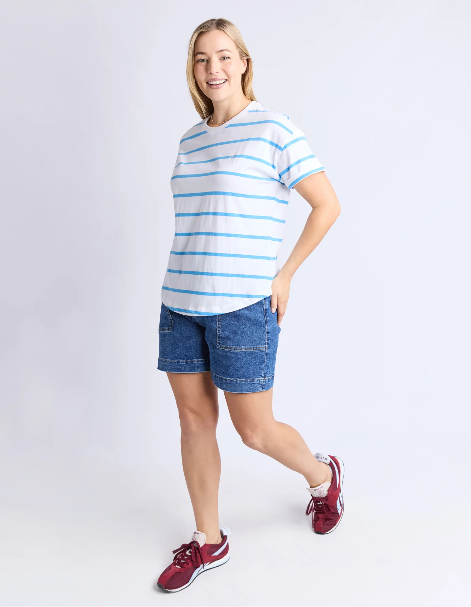 Halli Tee White/Azure Stripe - Image 6