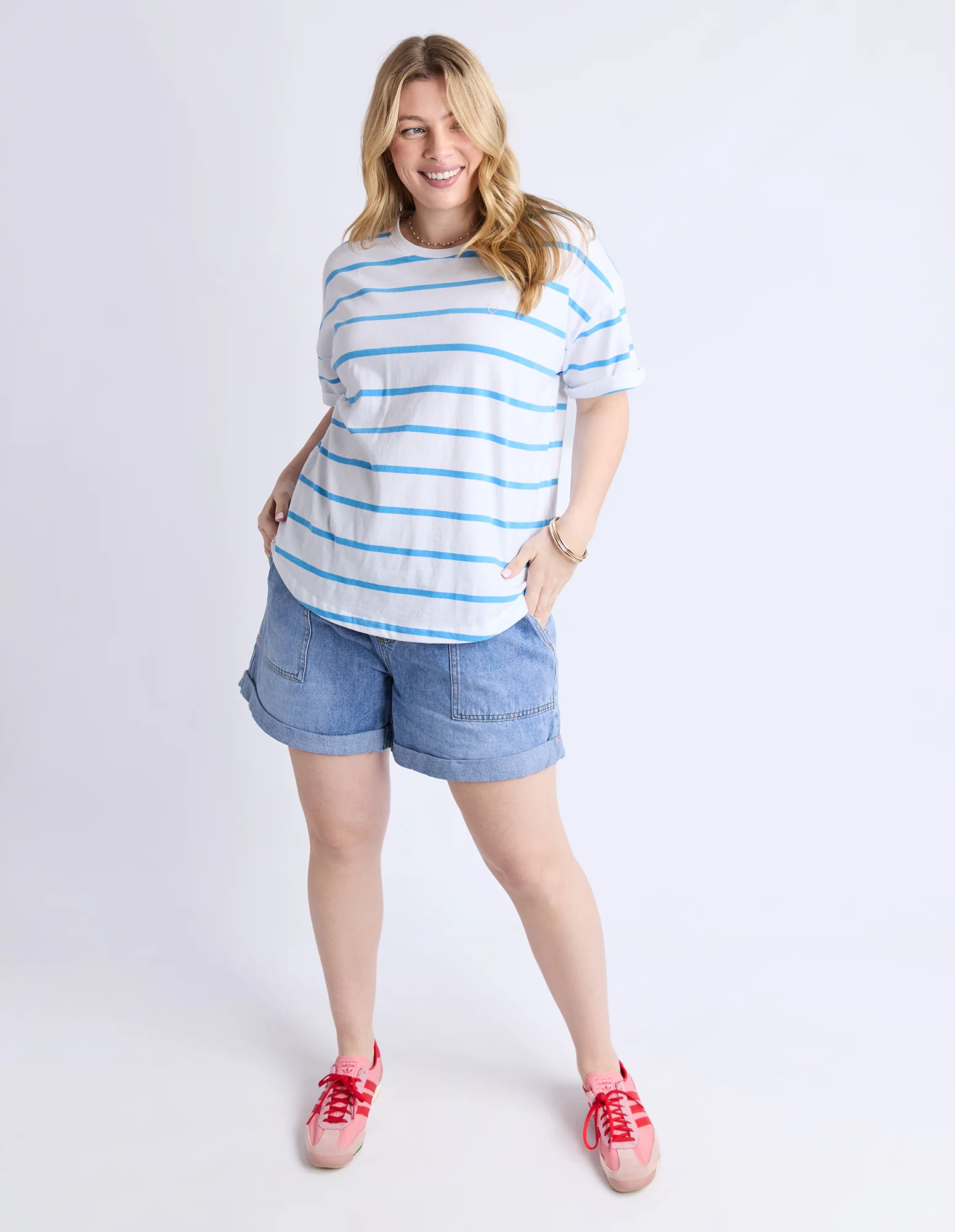 Halli Tee White/Azure Stripe - Image 8