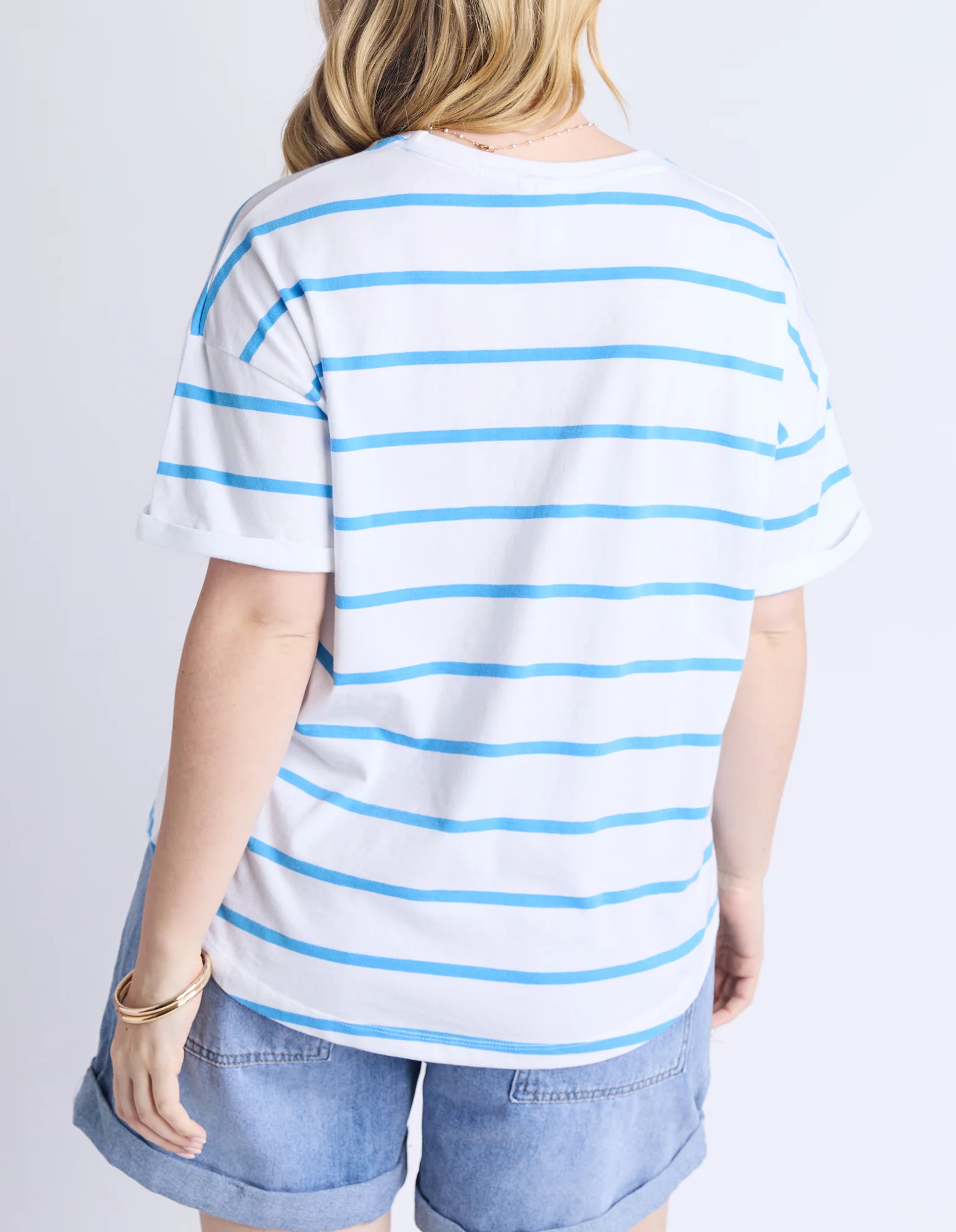 Halli Tee White/Azure Stripe - Image 9
