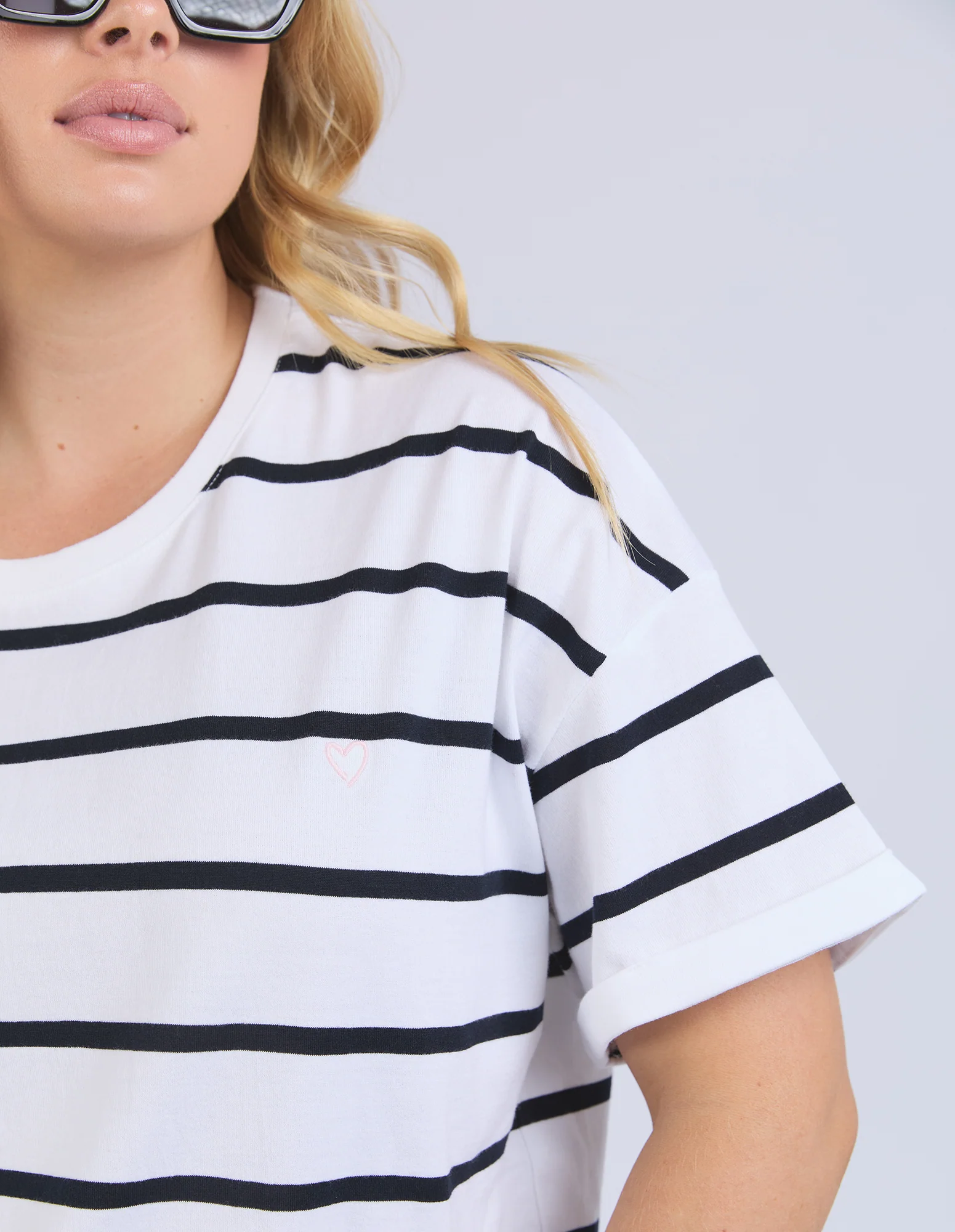 Halli Short Sleeve Tee White & Navy Stripe - Image 10