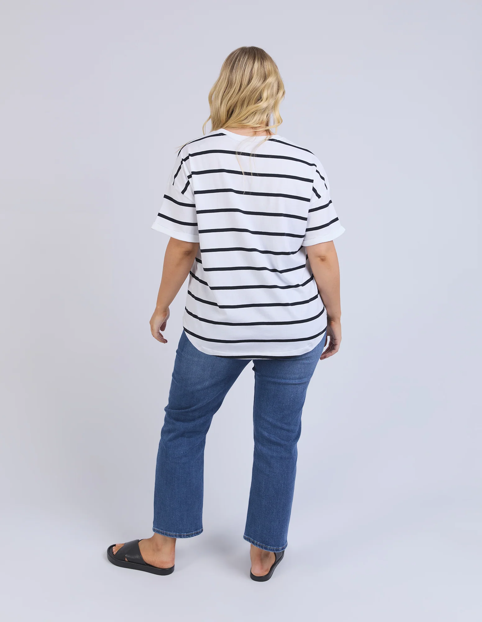 Halli Short Sleeve Tee White & Navy Stripe - Image 8