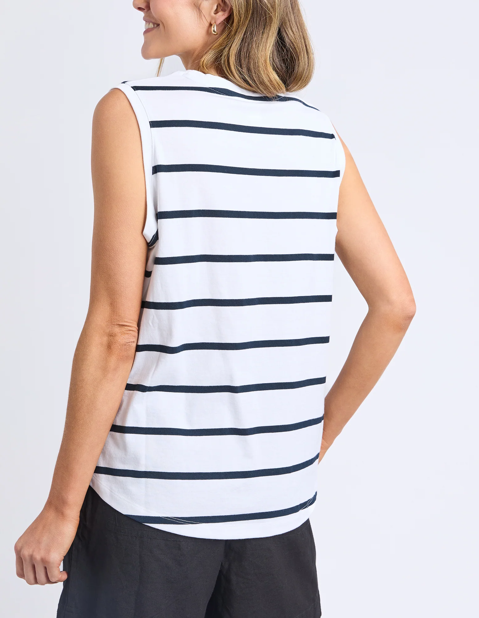 Halli Tank White/Navy Stripe - Image 3