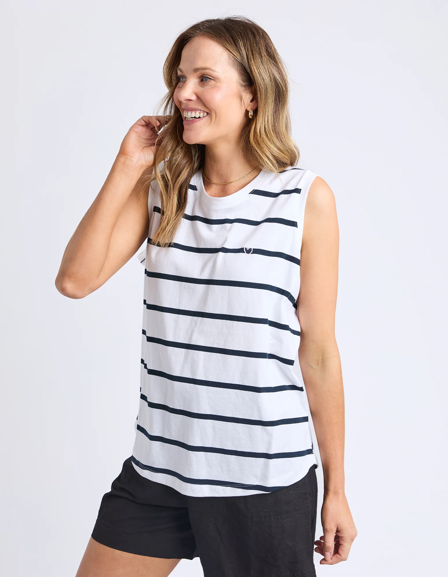 Halli Tank White/Navy Stripe - Image 4