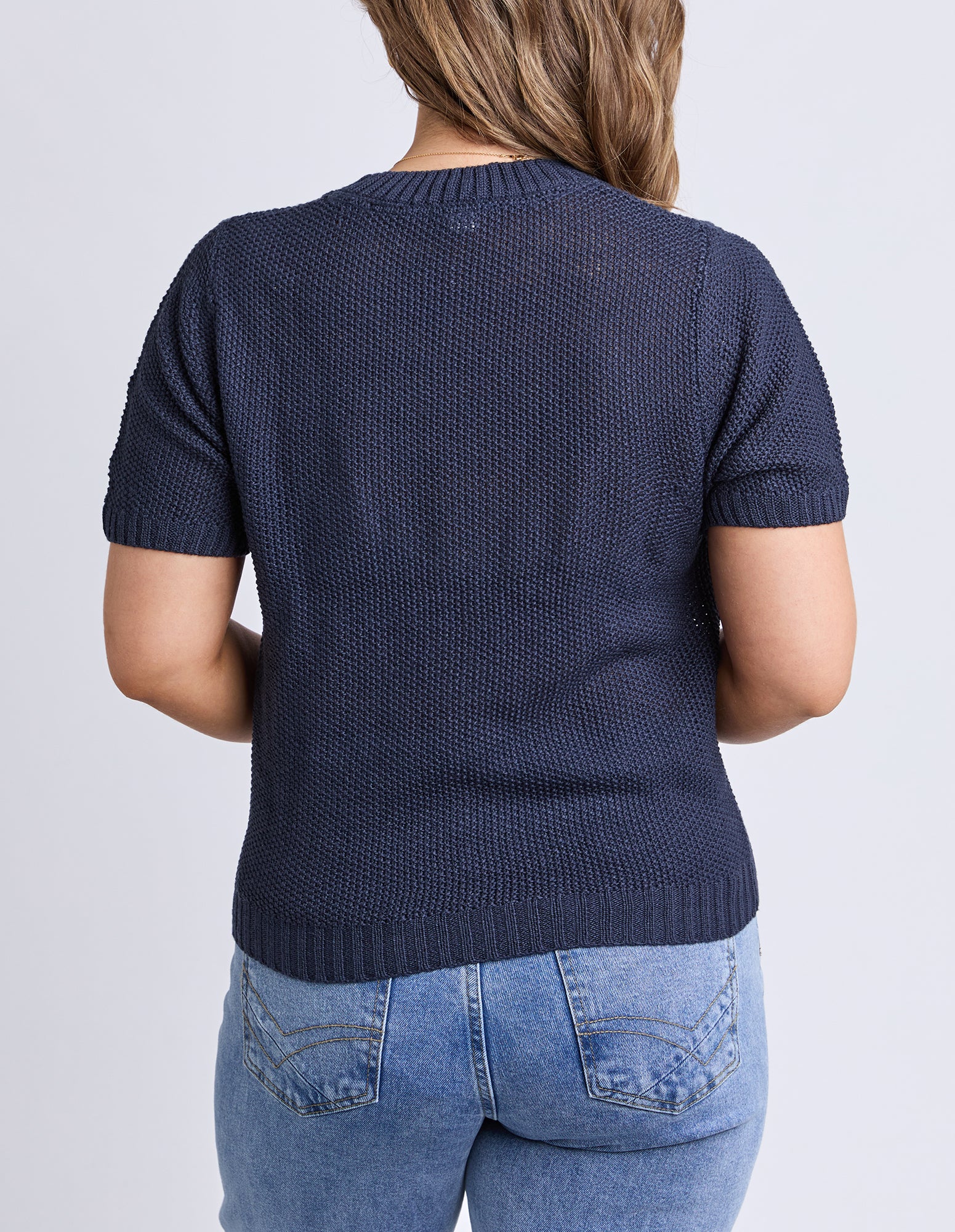 Heart Short Sleeve Knit Navy - Image 3