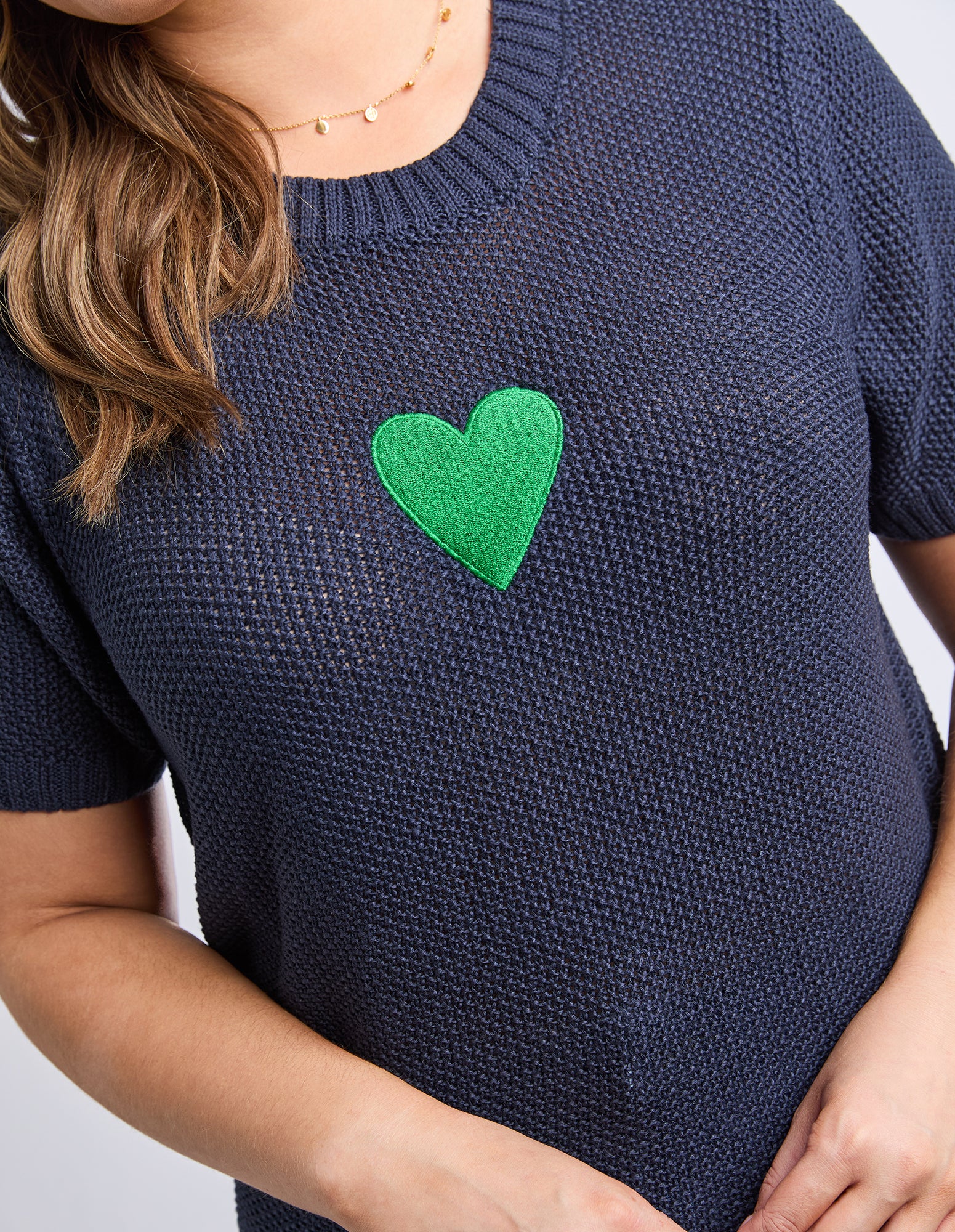 Heart Short Sleeve Knit Navy - Image 5