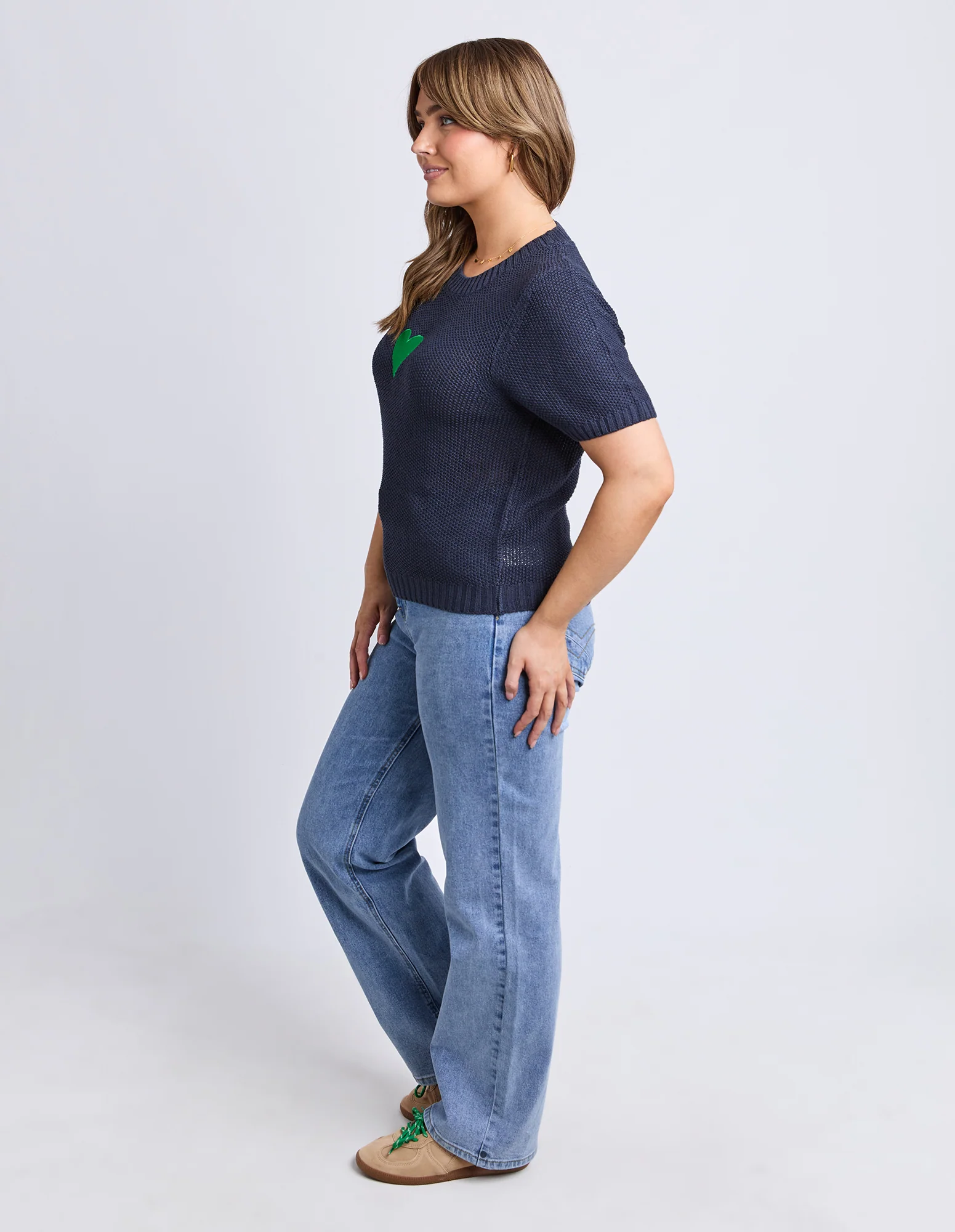 Heart Short Sleeve Knit Navy - Image 6