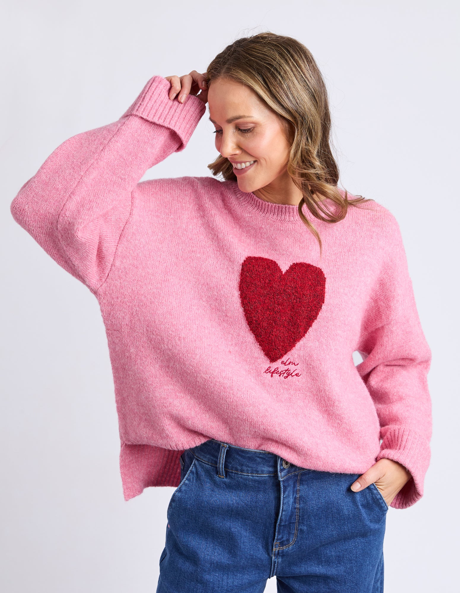 Intarsia Heart Knit Quartz Pink - Image 13